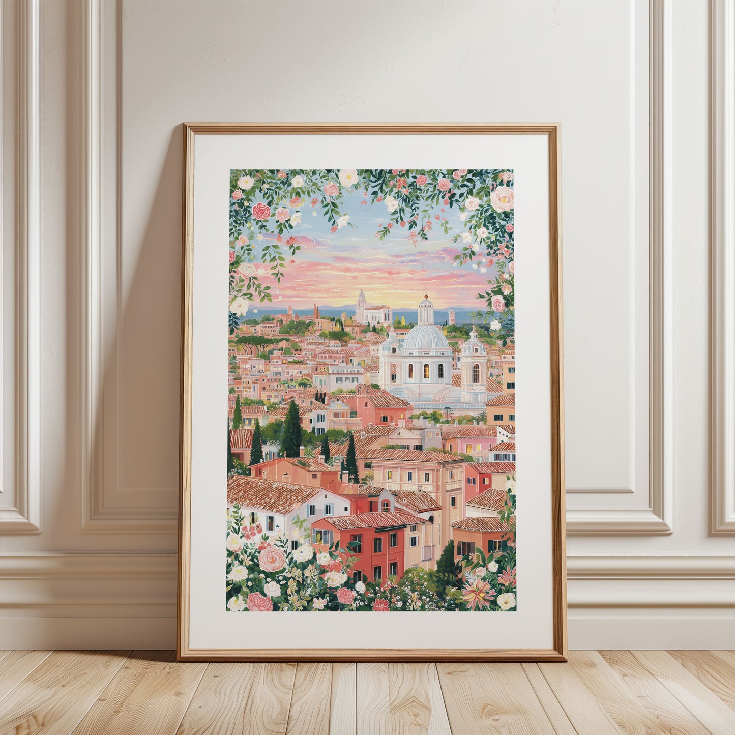 Rome Skyline Poster — Romantic Sunset Cityscape Italy Travel Wall Art