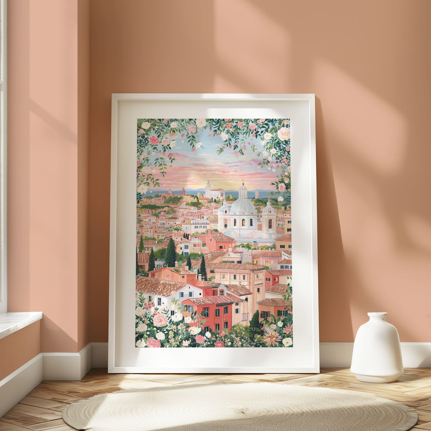Rome Skyline Poster — Romantic Sunset Cityscape Italy Travel Wall Art