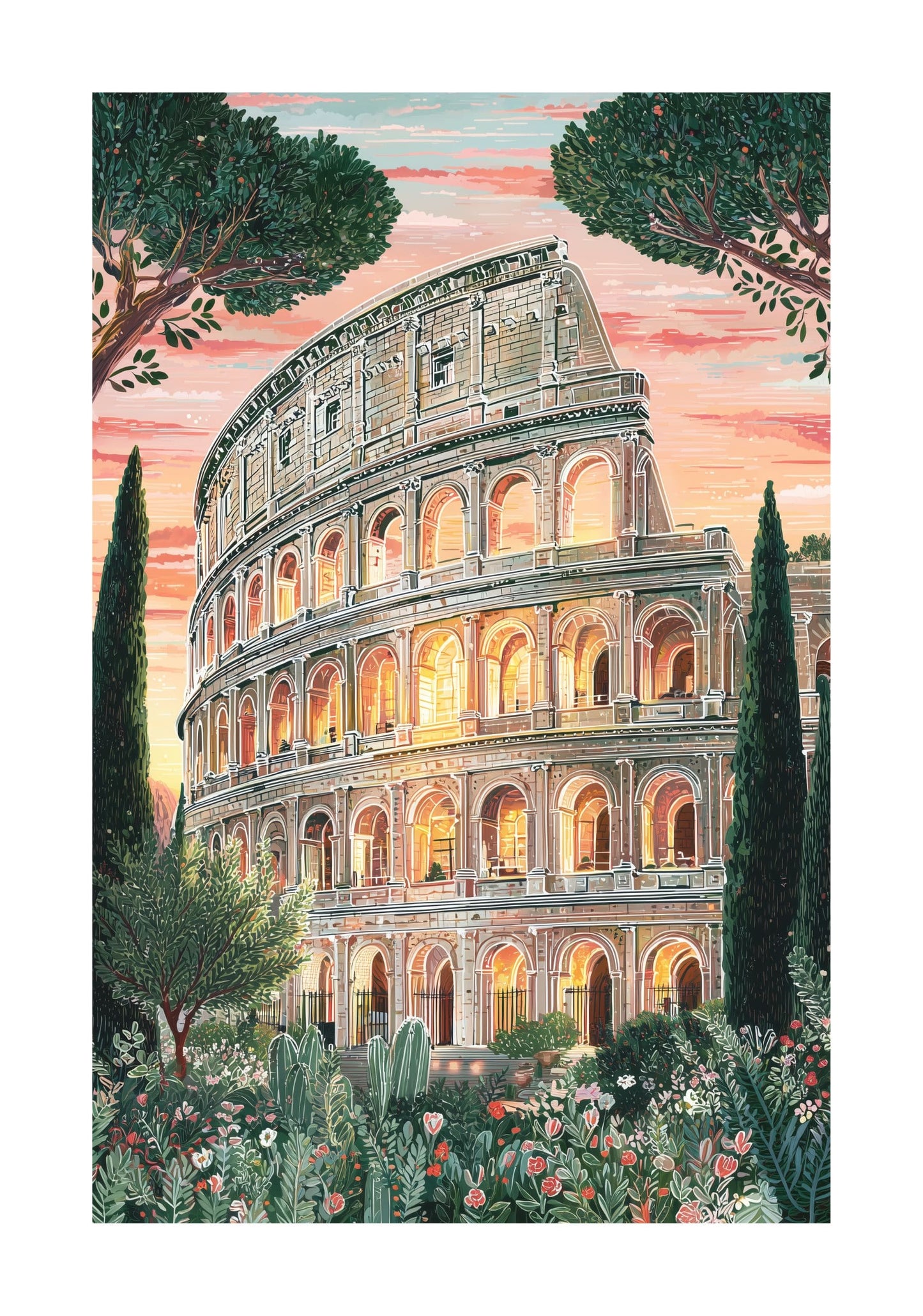 Rome Colosseum Travel Poster — Iconic Italy Wall Art
