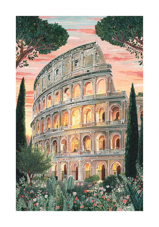 Rome Colosseum Travel Poster — Iconic Italy Wall Art