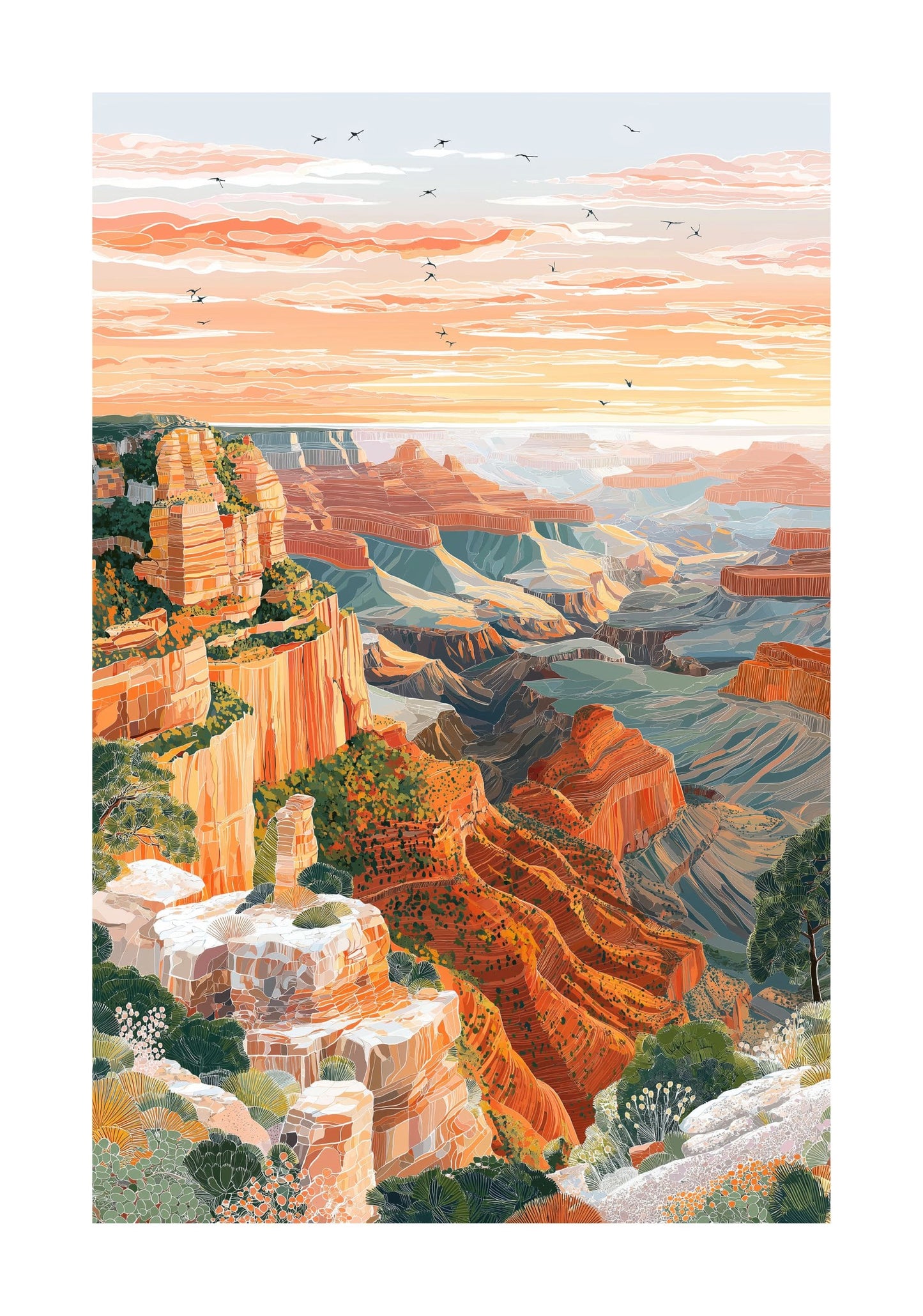 Grand Canyon National Park Sunset Poster — Arizona Canyon Travel Wall Art
