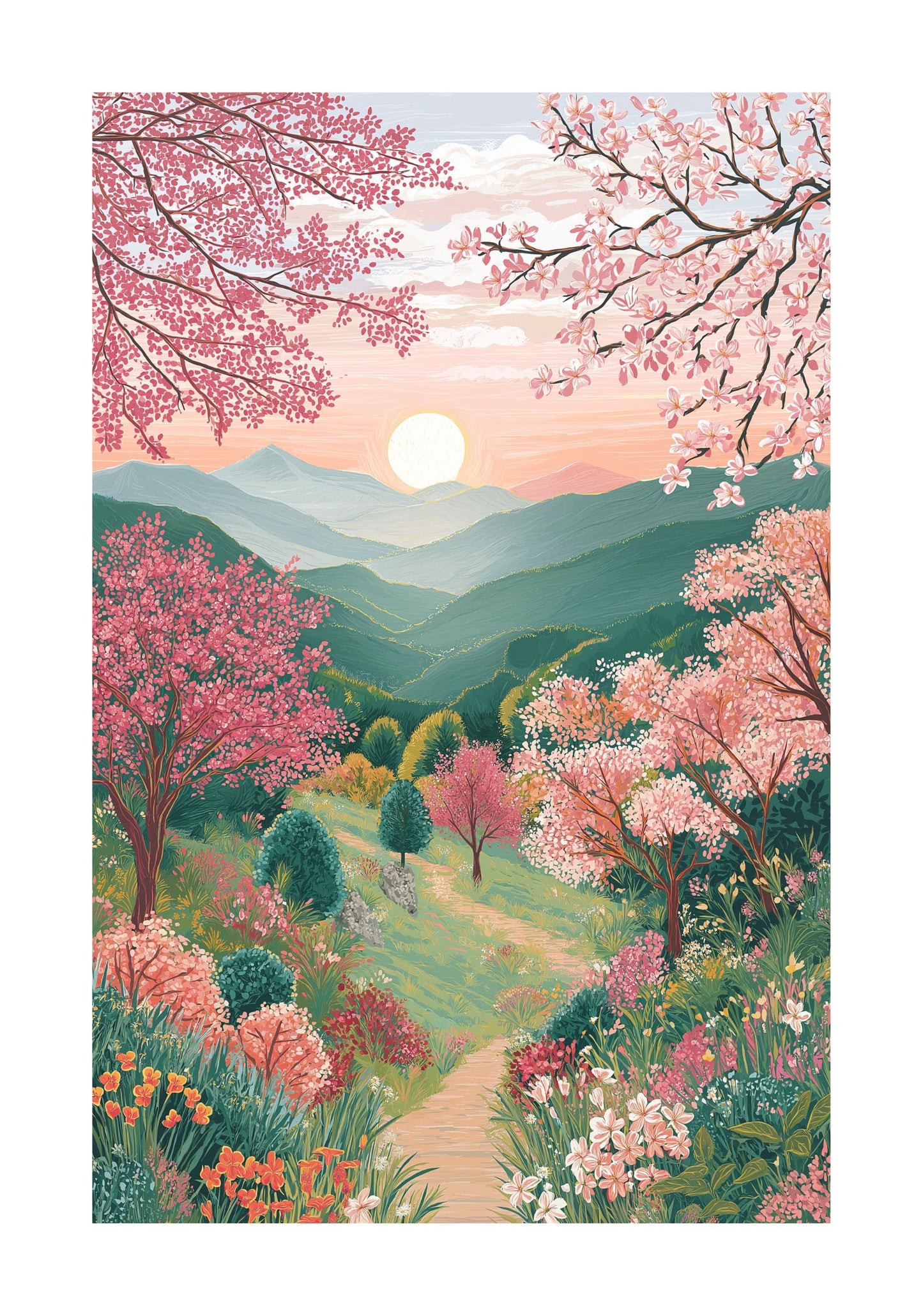 Great Smoky Mountains Poster — Misty Mountain Appalachian Landscape Wall Art
