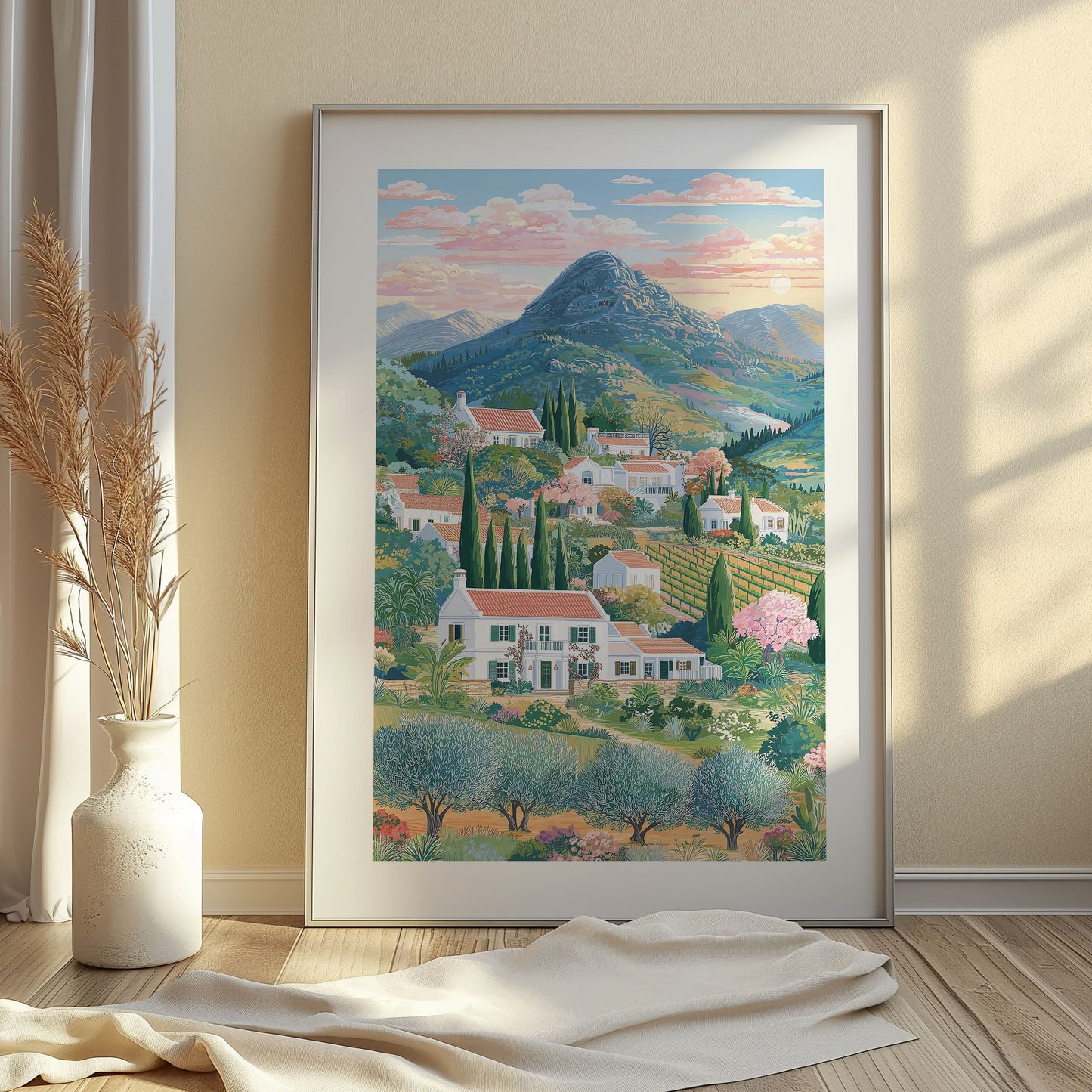 Stellenbosch Wine Country Poster — Cape Winelands Vineyard Landscape Print