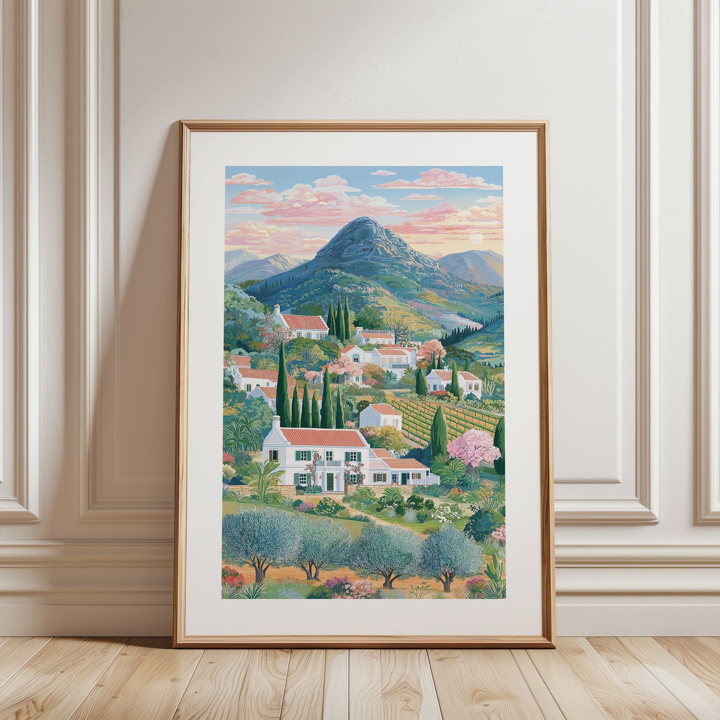 Stellenbosch Wine Country Poster — Cape Winelands Vineyard Landscape Print