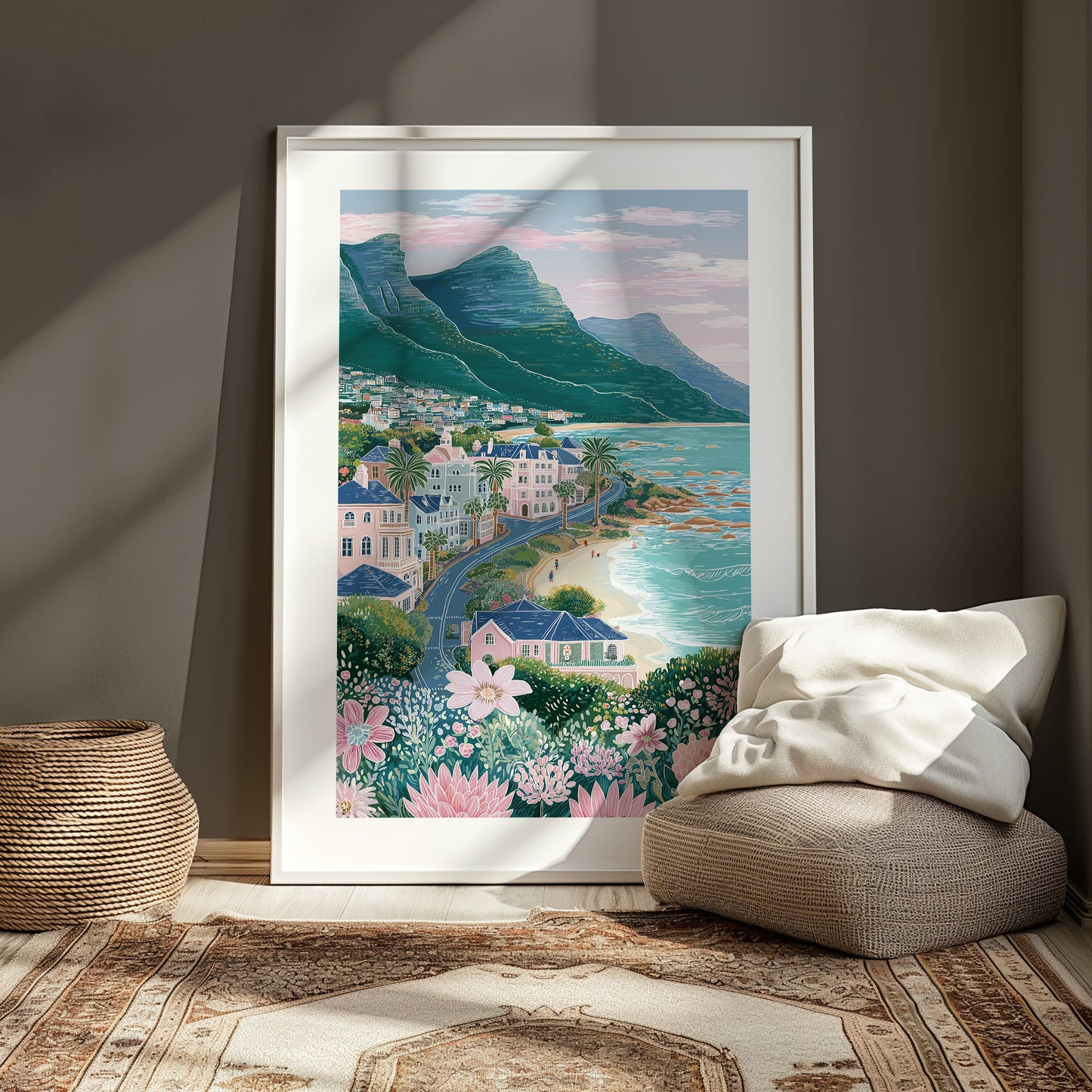 Cape Town Coast Poster — Table Mountain & Camps Bay South Africa Coastal Art