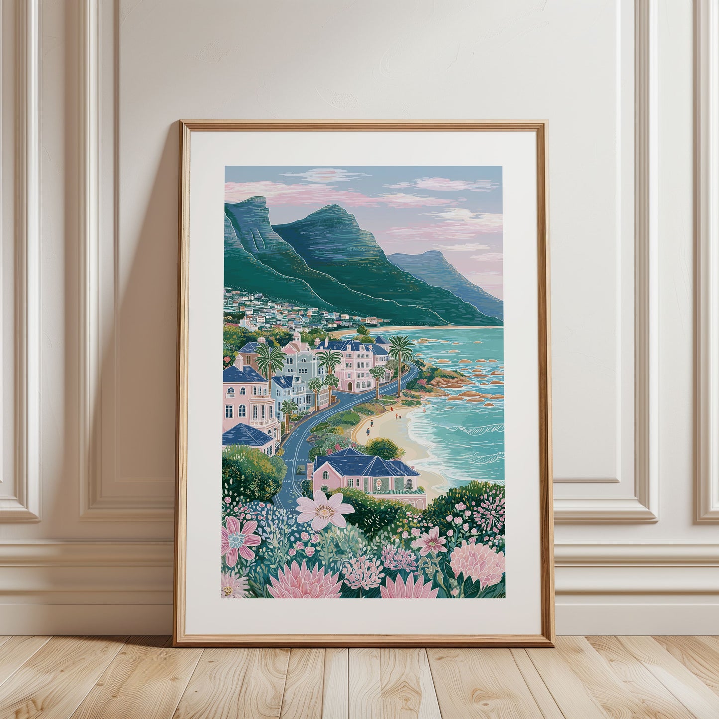 Cape Town Coast Poster — Table Mountain & Camps Bay South Africa Coastal Art