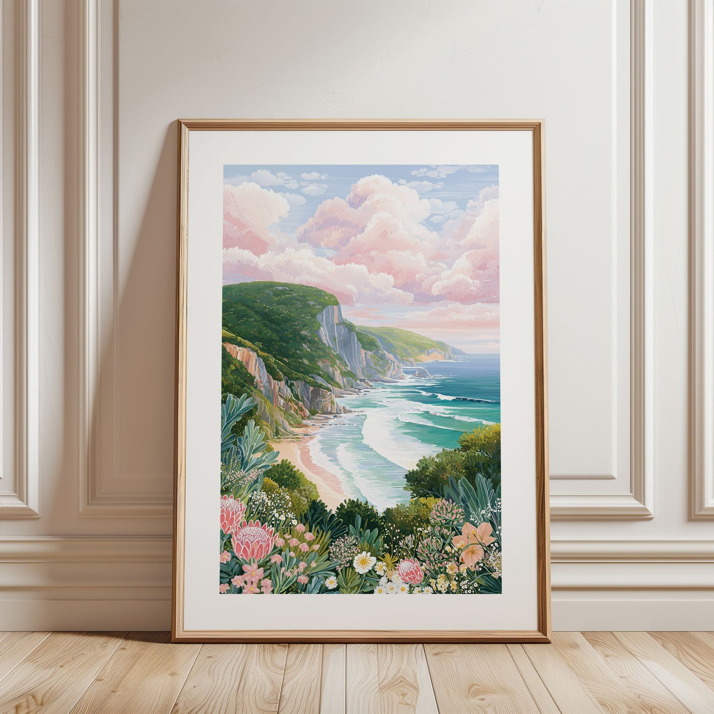 Garden Route South Africa Travel Poster — Scenic Ocean Cliff Coastal Wall Art