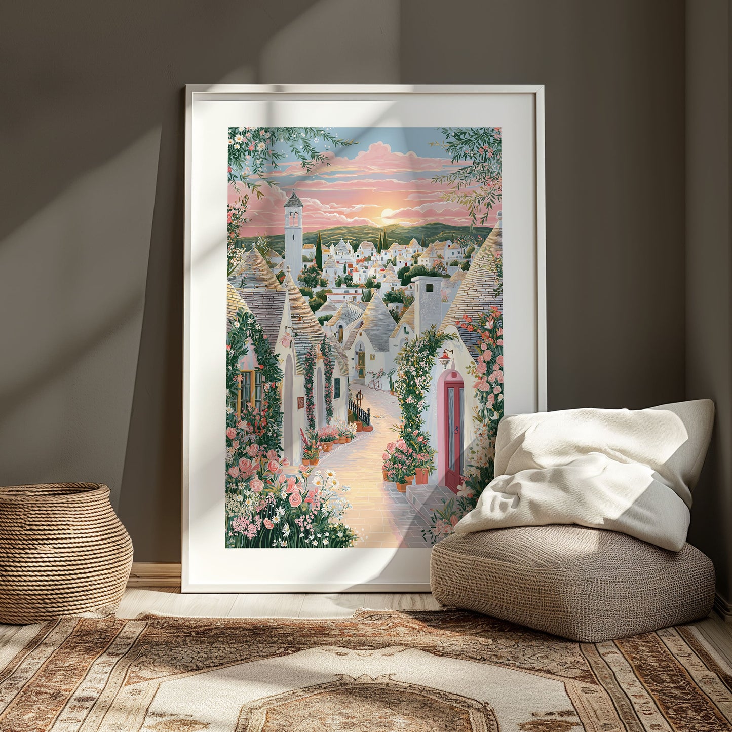 Alberobello Italy Travel Poster — Trulli Houses Romantic Puglia Wall Art