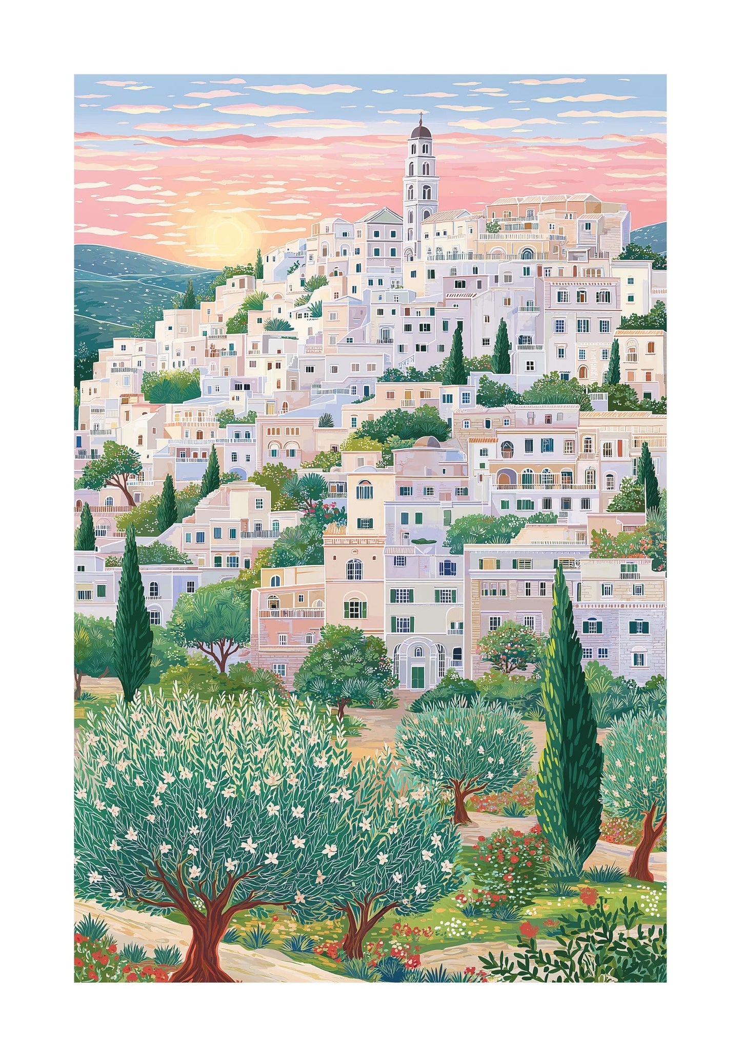 Ostuni Italy Travel Poster — White City of Puglia Wall Art