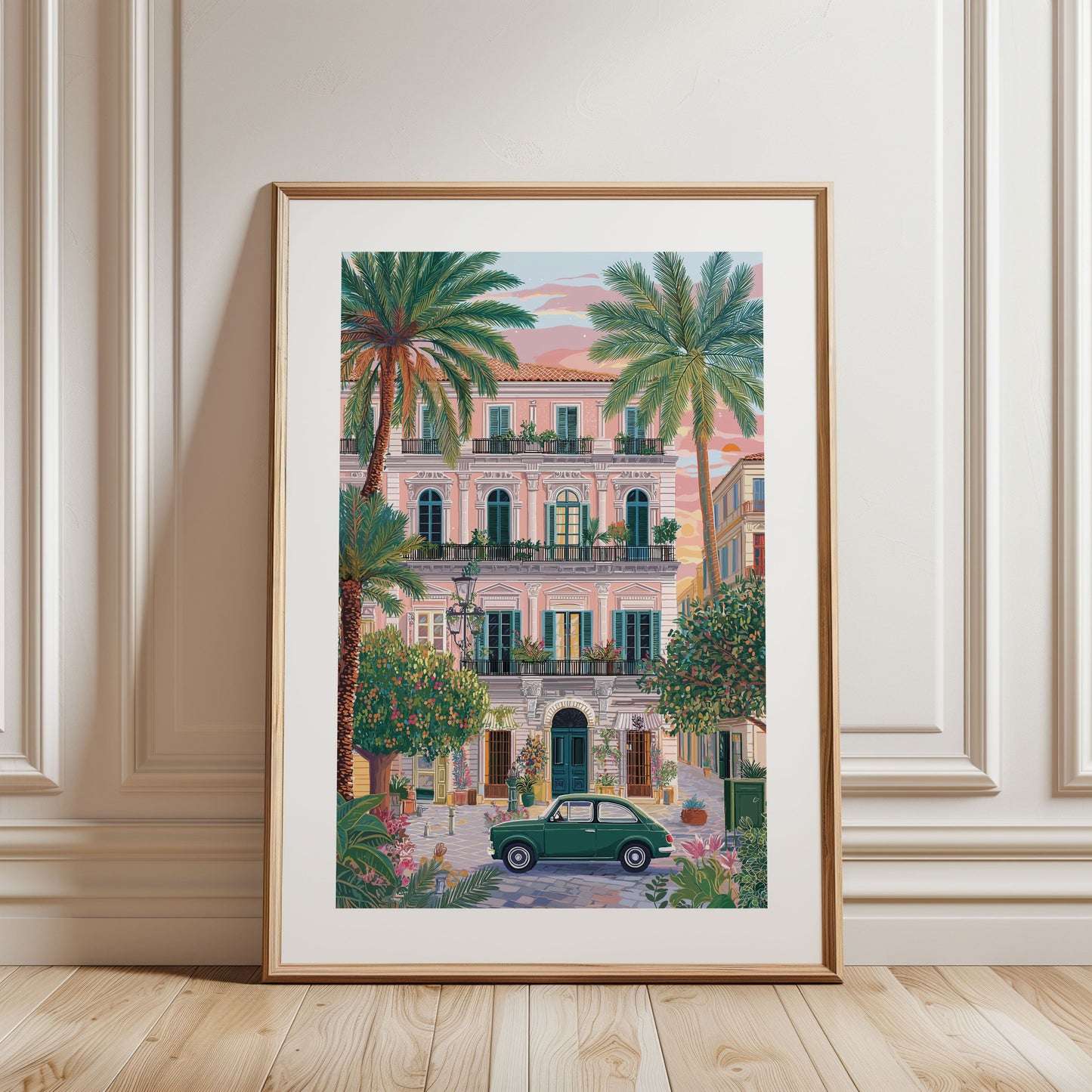 Palermo Sicily Art Print — Mediterranean Street Poster (Italian City Illustration)