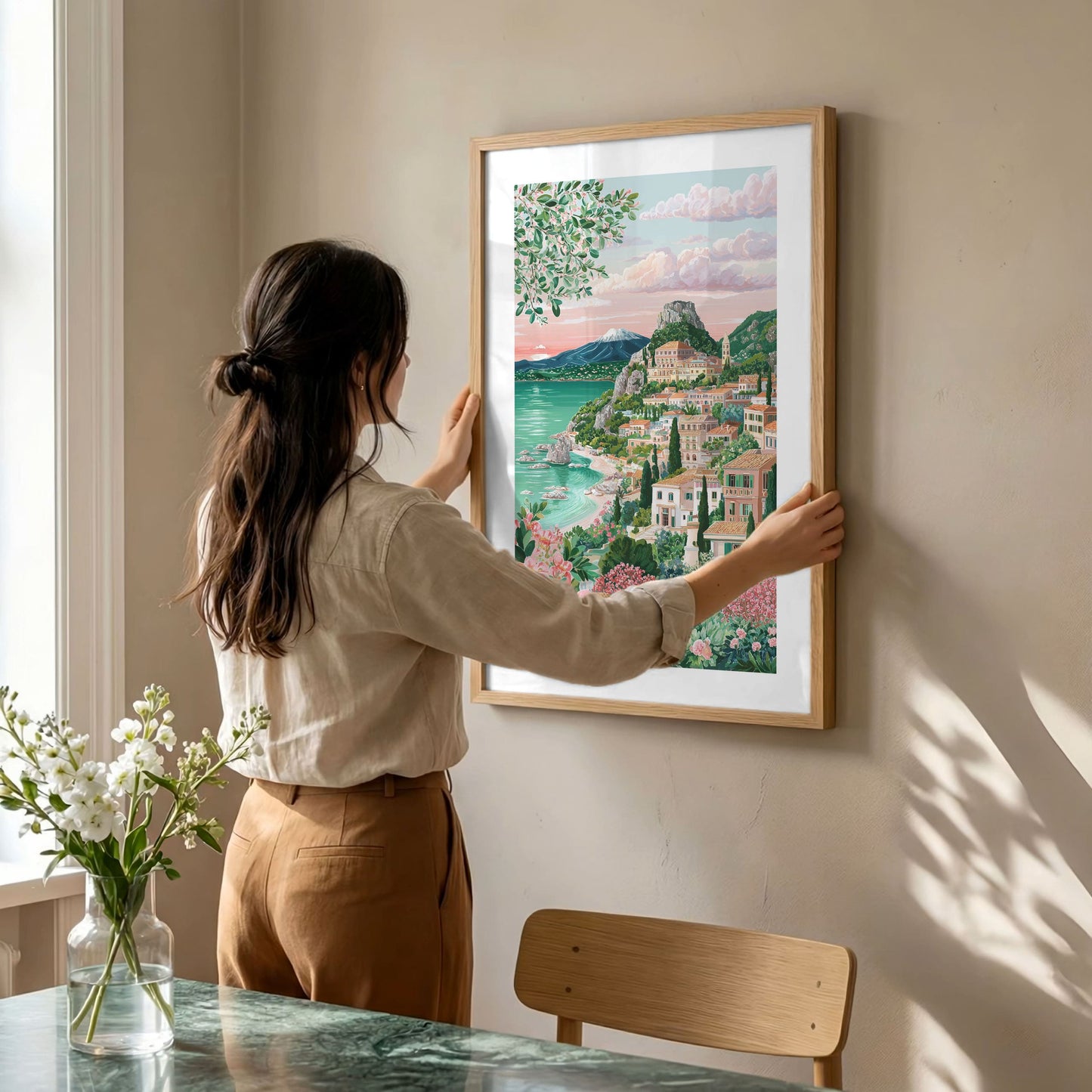 Taormina Sicily Travel Poster — Mount Etna Mediterranean Art Print