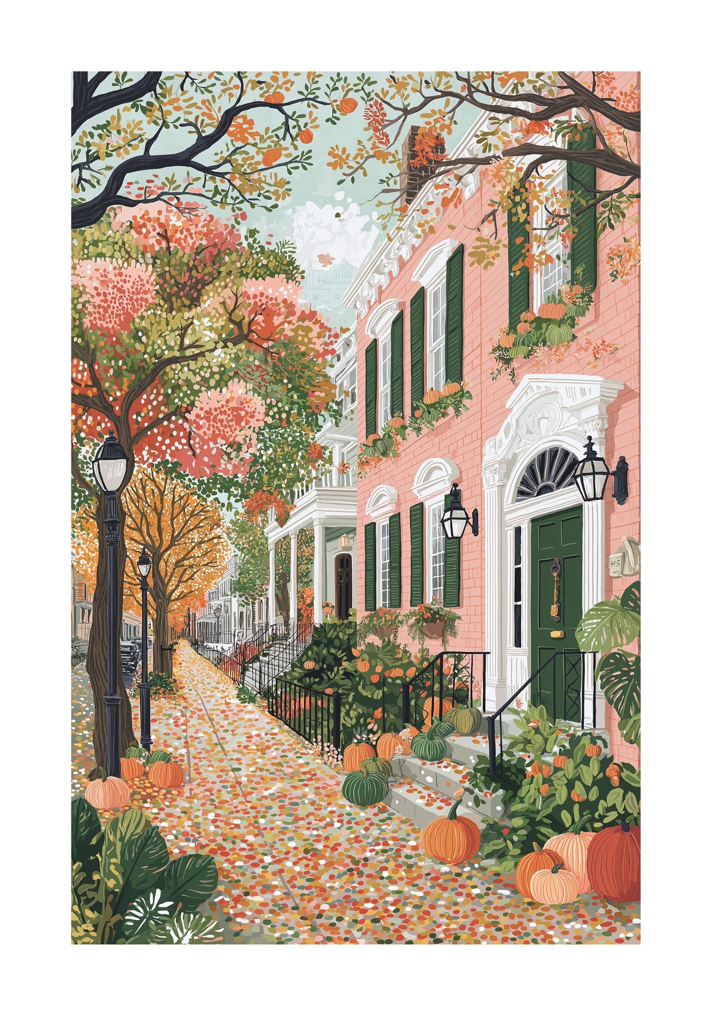 Salem, Massachusetts Autumn Poster — Cozy New England Fall Street Art Print