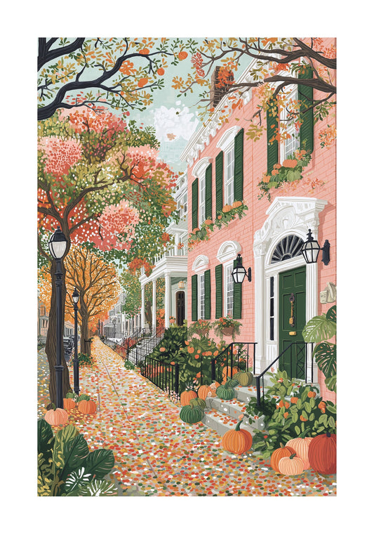 Salem, Massachusetts Autumn Poster — Cozy New England Fall Street Art Print