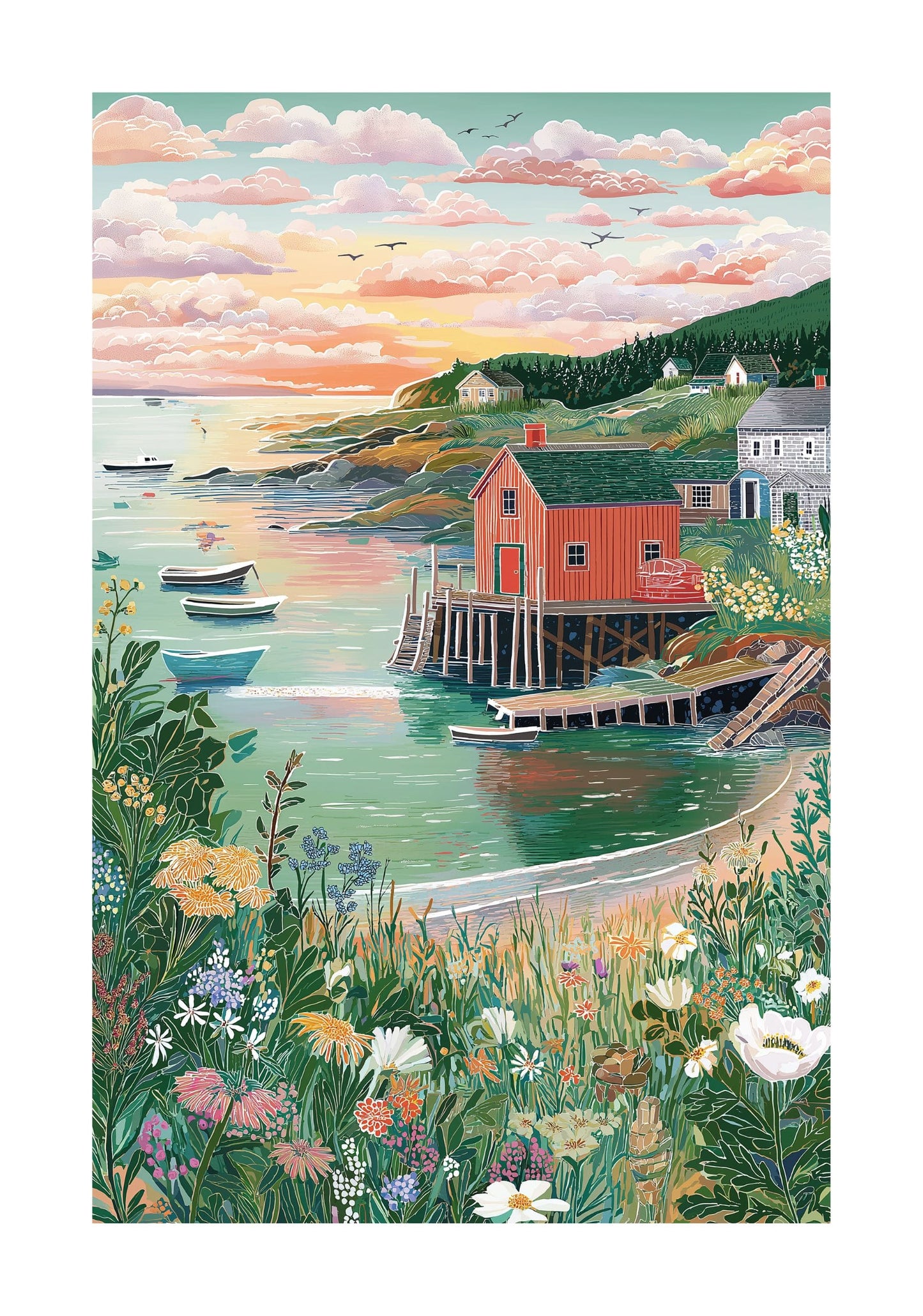 Rockport Harbor Poster — New England Coastal Nautical Wall Art