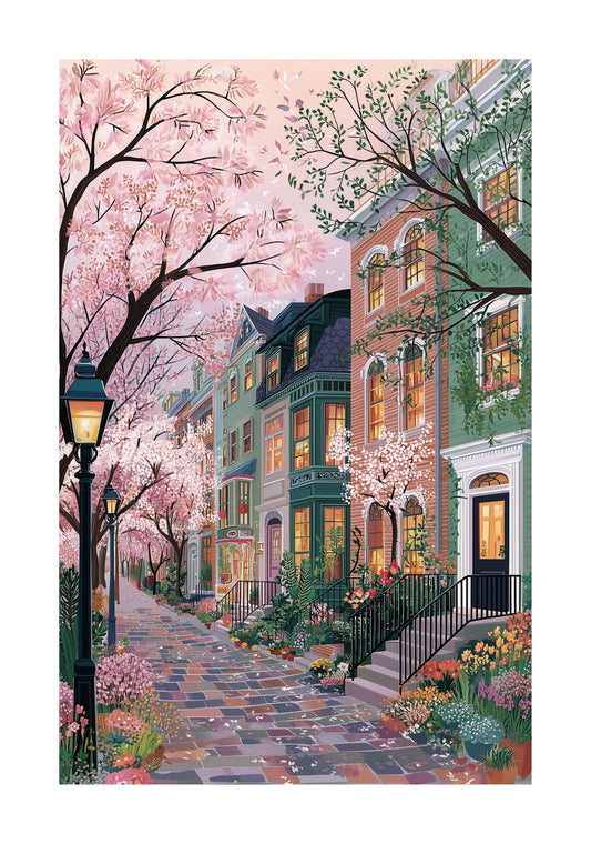 Salem Spring Cherry Blossom Print — New England Wall Art Poster