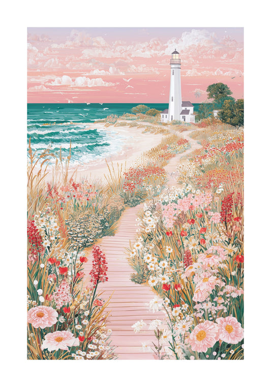 Cape Cod Lighthouse Poster — Pastel New England Coastal Wall Art