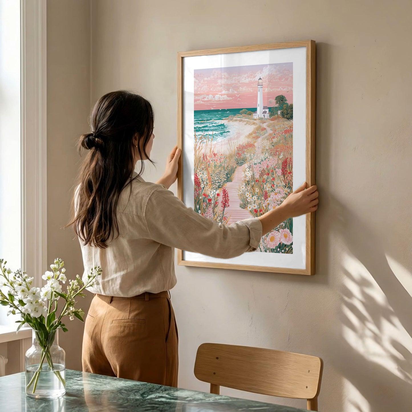Cape Cod Lighthouse Poster — Pastel New England Coastal Wall Art