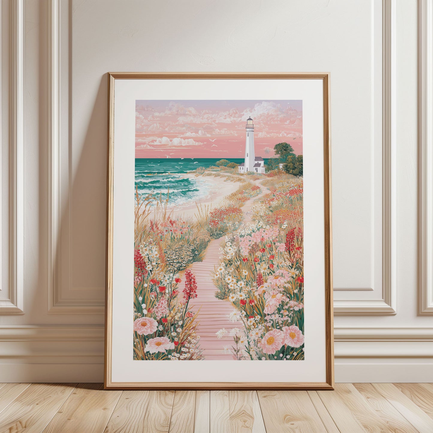 Cape Cod Lighthouse Poster — Pastel New England Coastal Wall Art