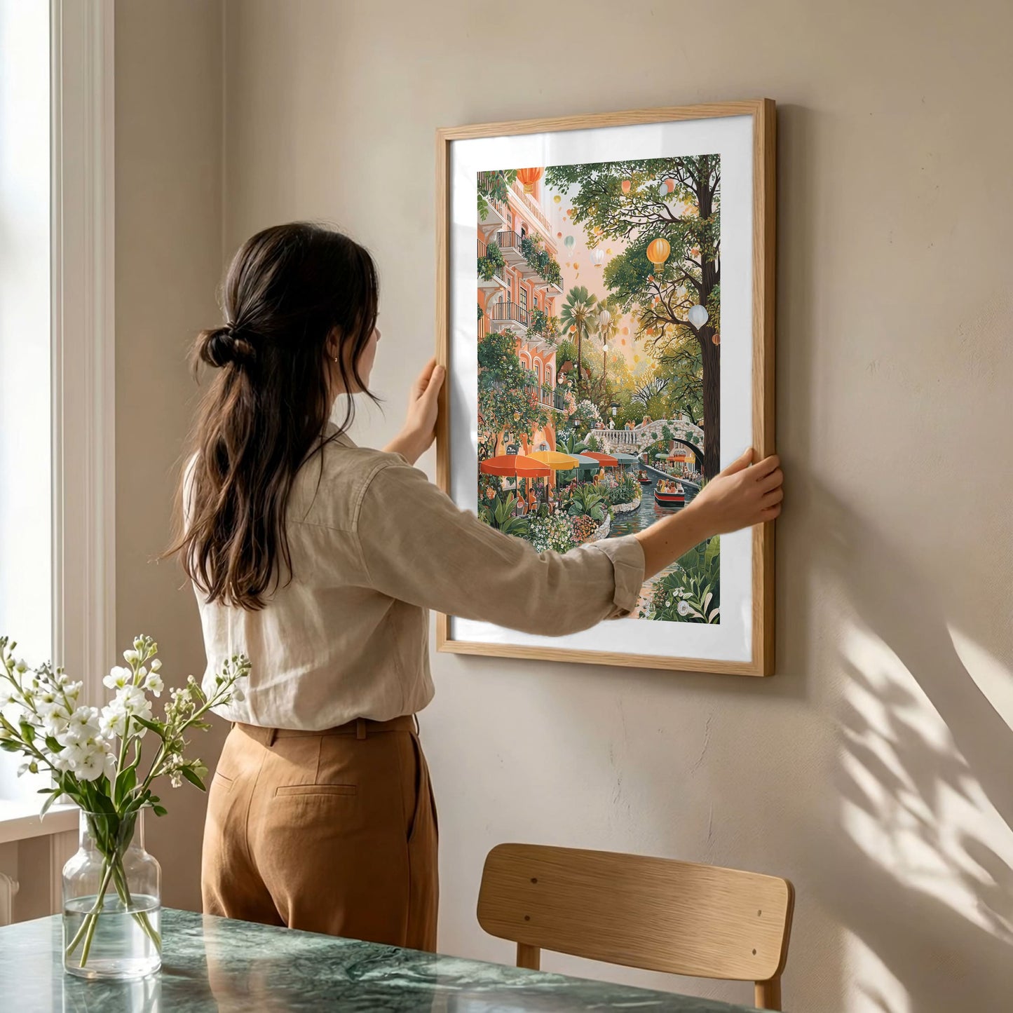 San Antonio River Walk Poster — Texas Travel Wall Art, Warm Summer City Print