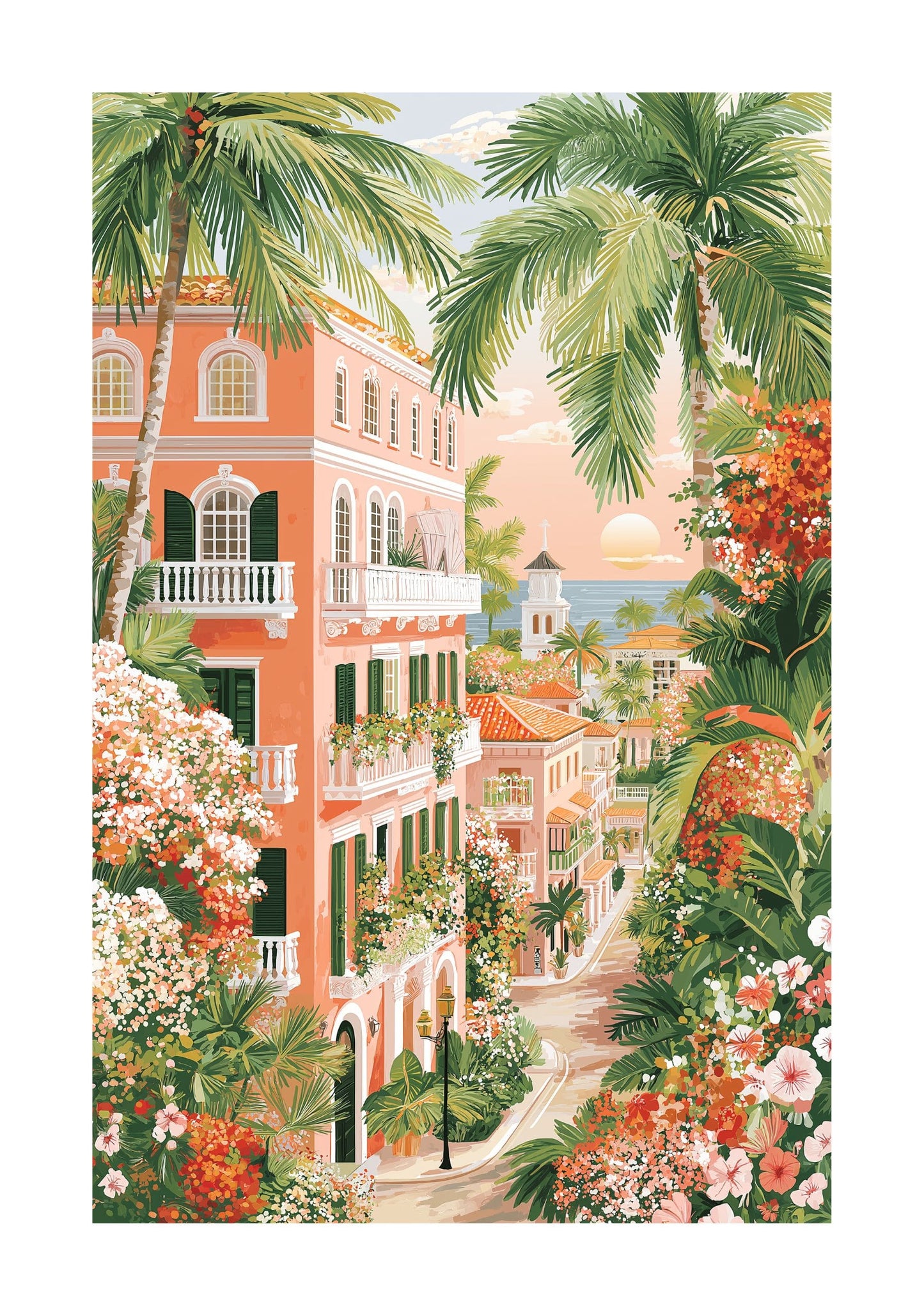 Palm Beach Poster — Pink Palm Tree Coastal Wall Art