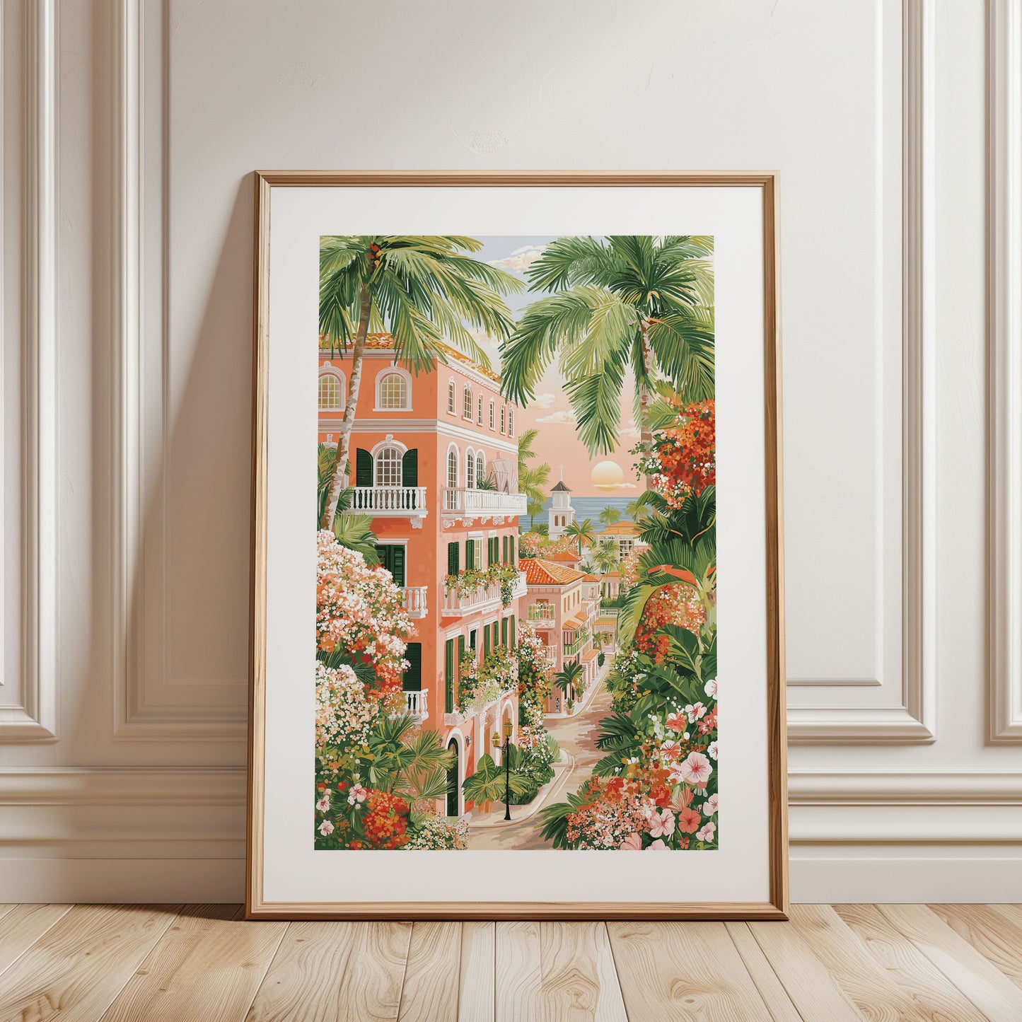 Palm Beach Poster — Pink Palm Tree Coastal Wall Art