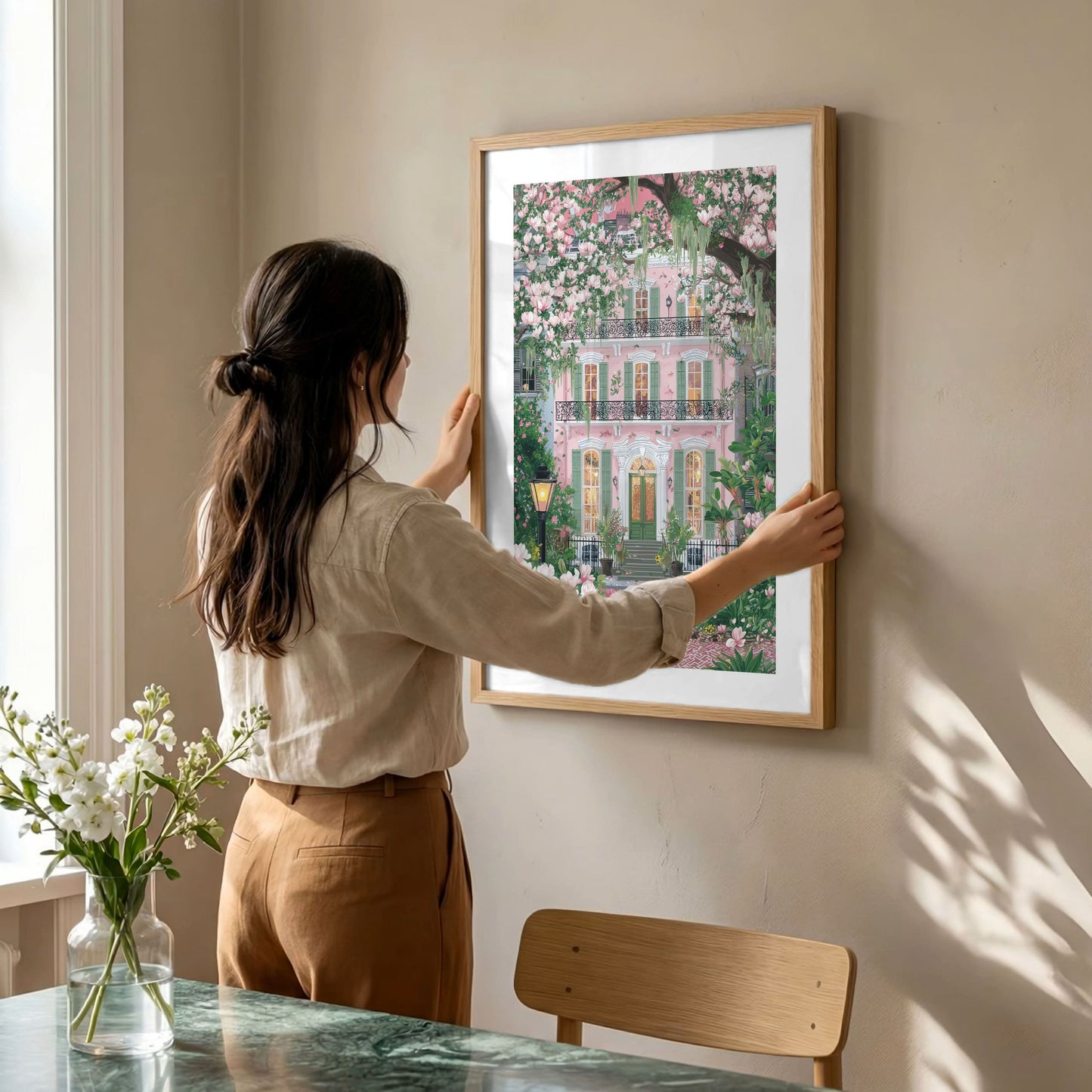 Savannah, Georgia Poster Print — Southern Charm Wall Art (Magnolia Cottage)