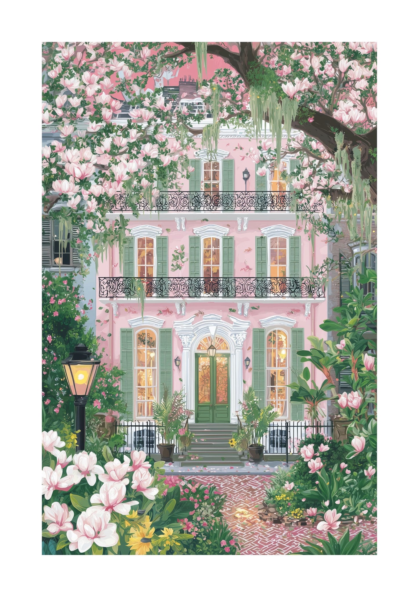 Savannah, Georgia Poster Print — Southern Charm Wall Art (Magnolia Cottage)