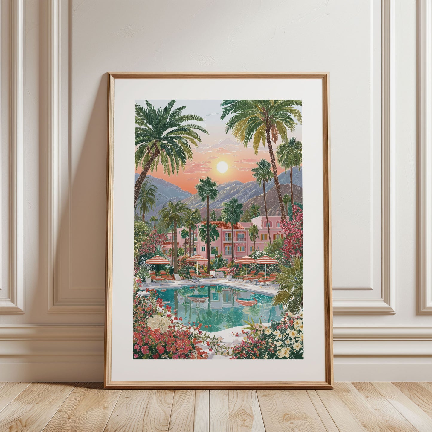 Palm Springs Retro Motel Poster — Desert Pool Wall Art