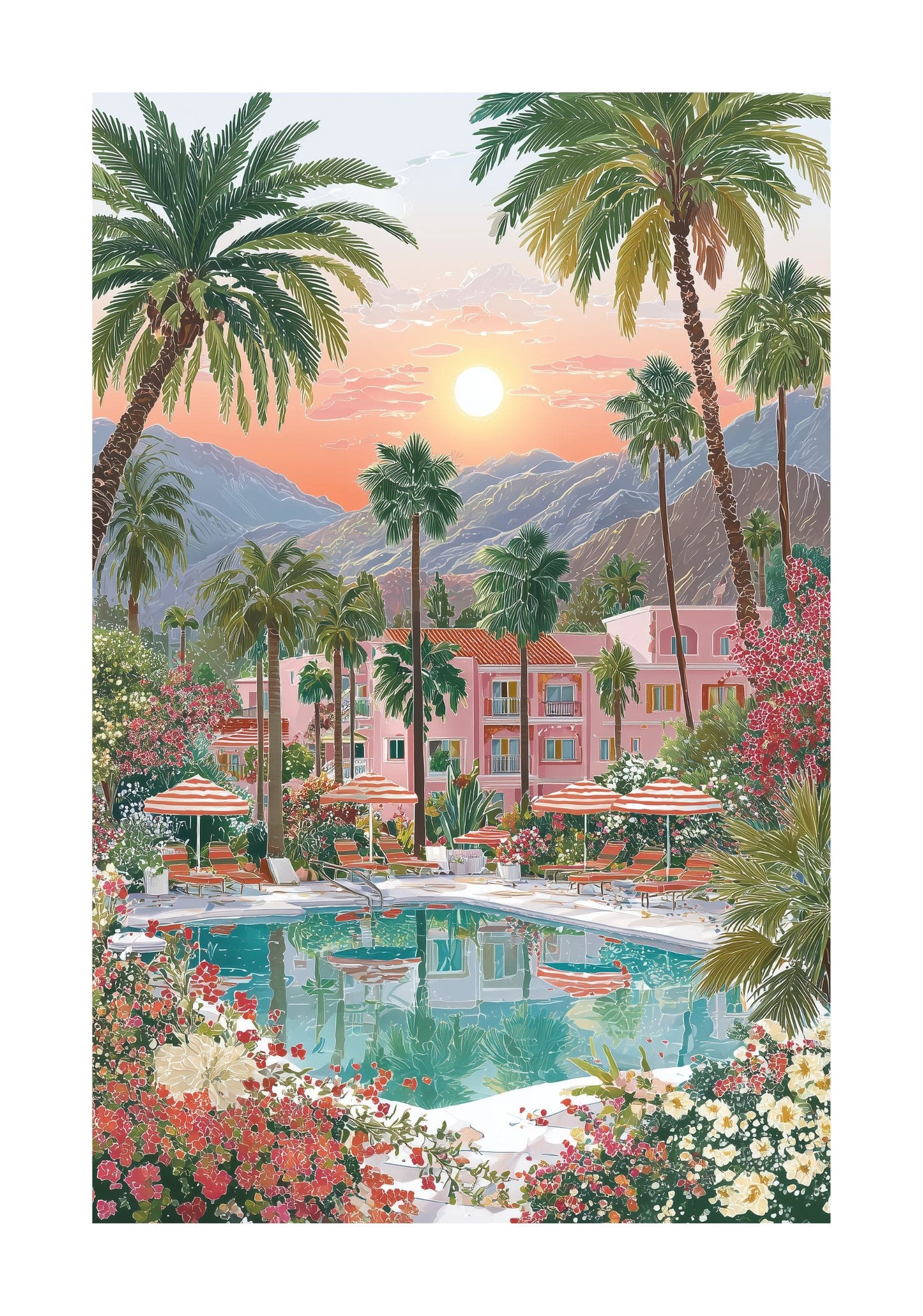 Palm Springs Retro Motel Poster — Desert Pool Wall Art