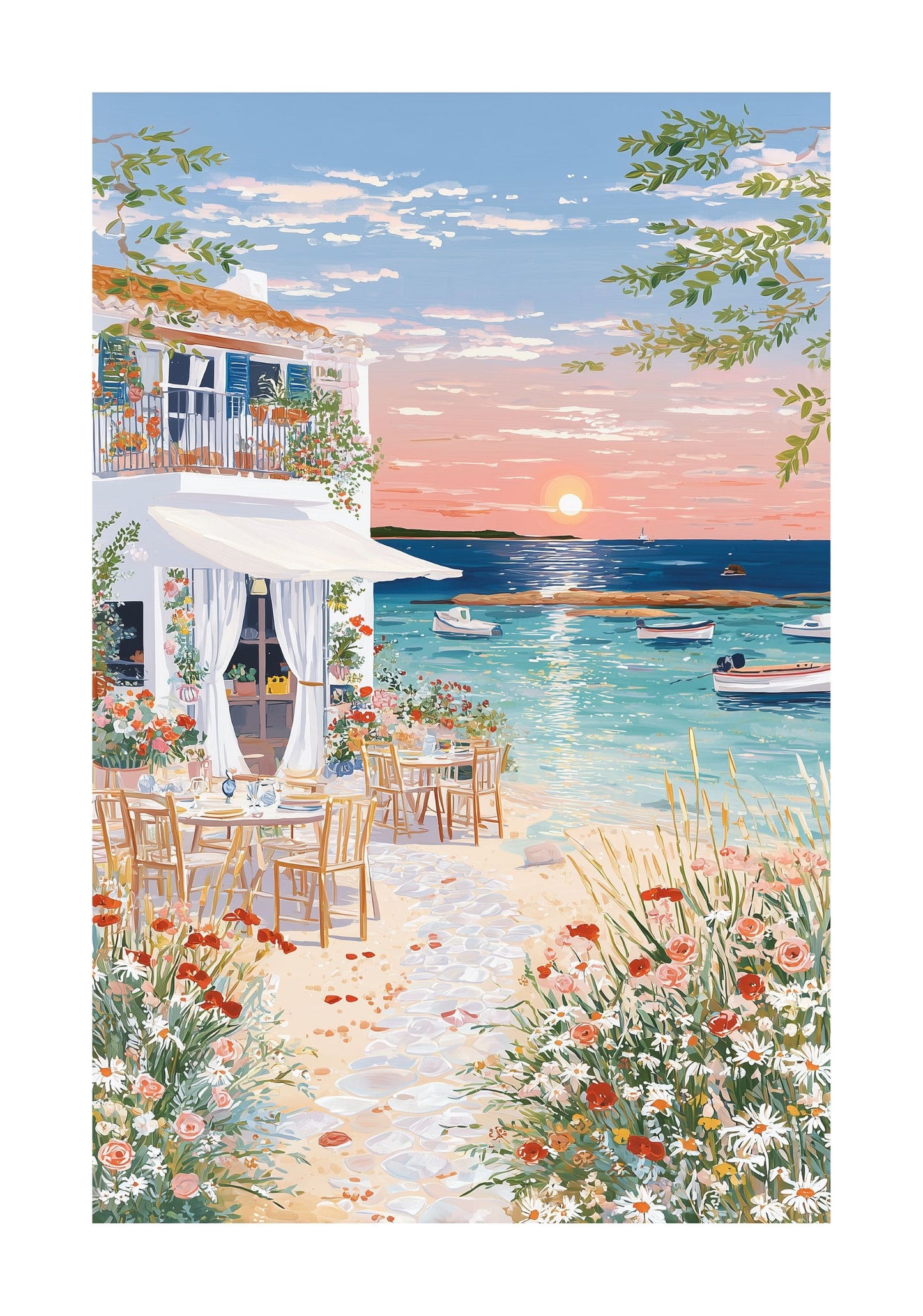 Formentera Beach Poster — Mediterranean Coastal Wall Art (Spain, Balearic Islands)