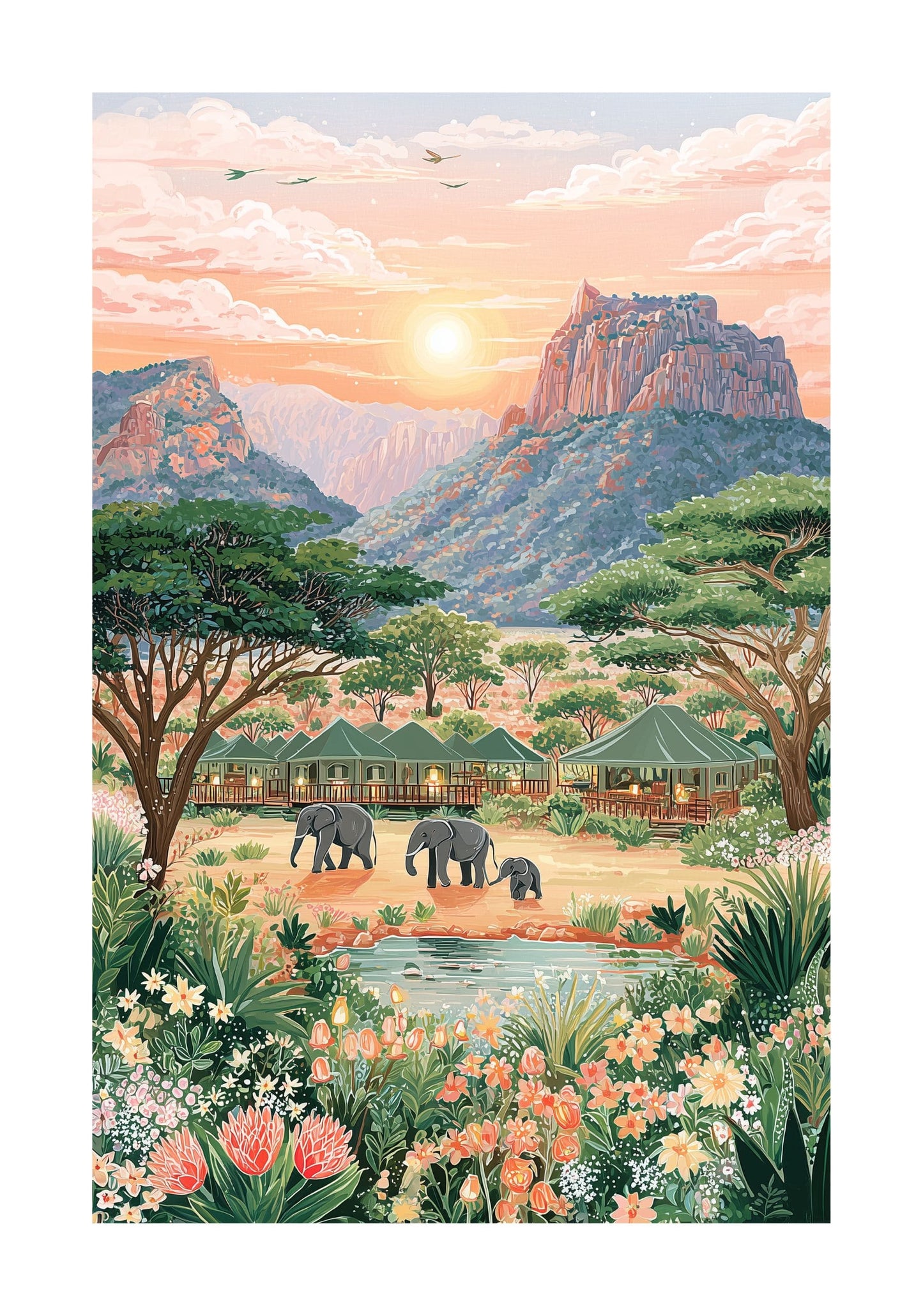 Kruger National Park Safari Poster — South Africa Wildlife Landscape Print