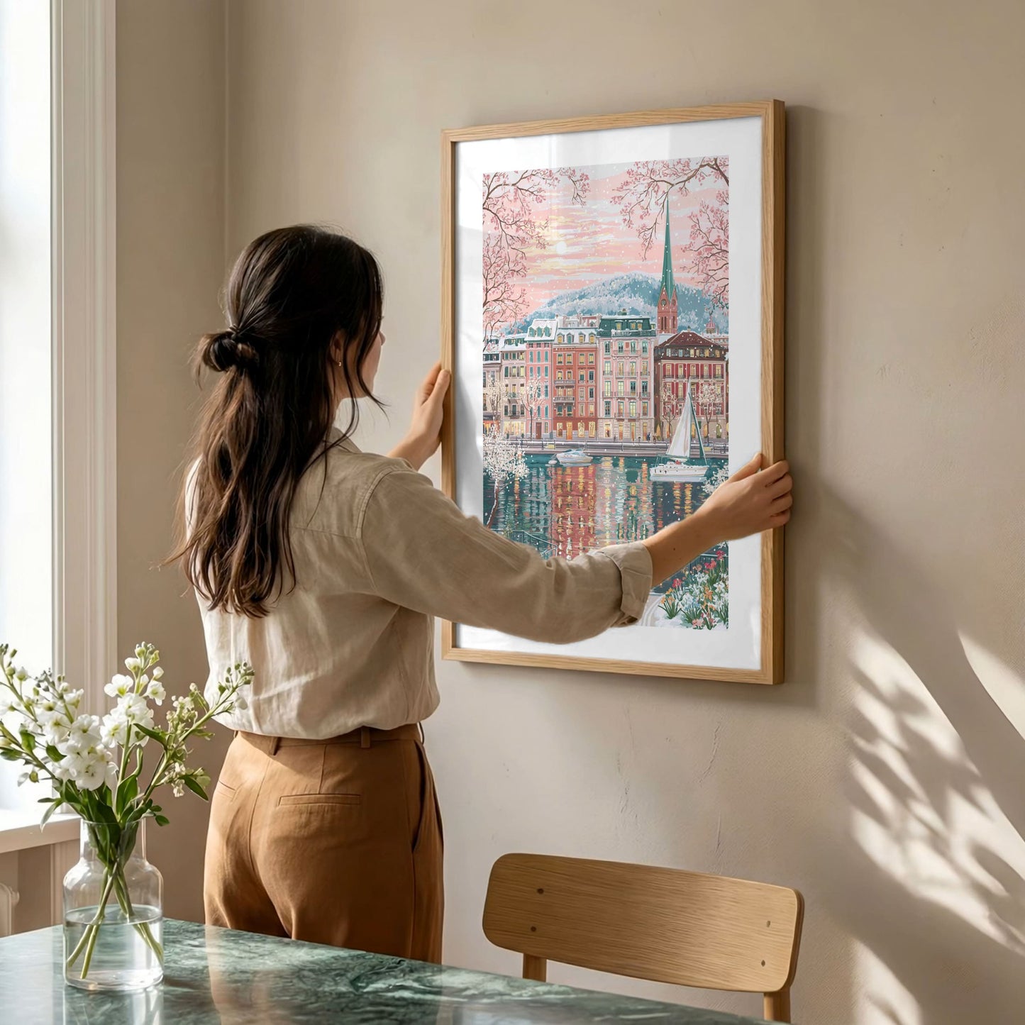 Zurich Switzerland Poster — Alpine Winter Lake Wall Art (Cozy Travel/Christmas Gift)