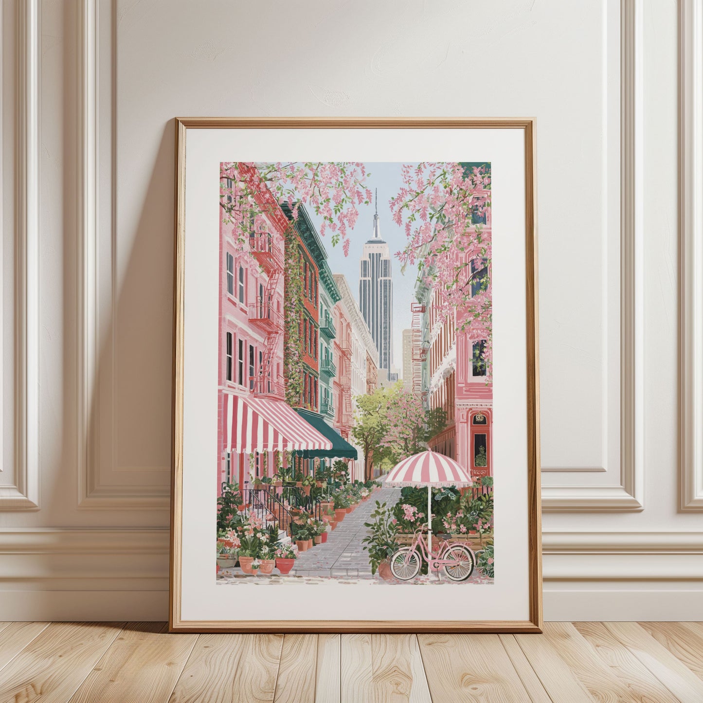 West Village Spring Poster — NYC Brownstone Bloom Wall Art