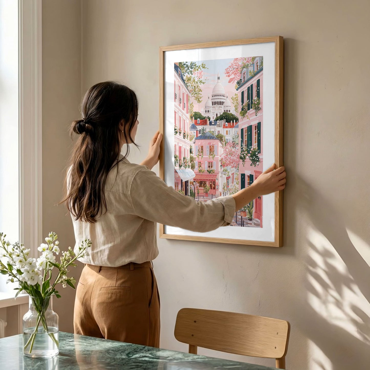Paris Montmartre Poster — Spring in Paris Sacré‑Coeur Travel Print