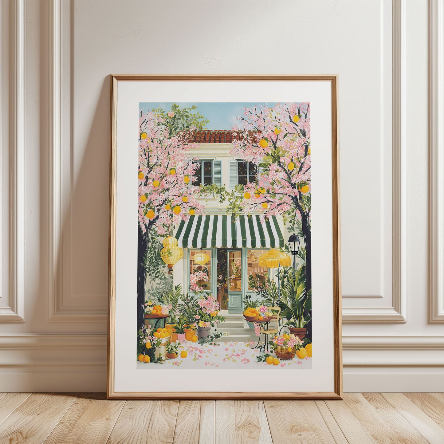 Japanese Teahouse Cherry Blossom Poster — Spring Japan Wall Art