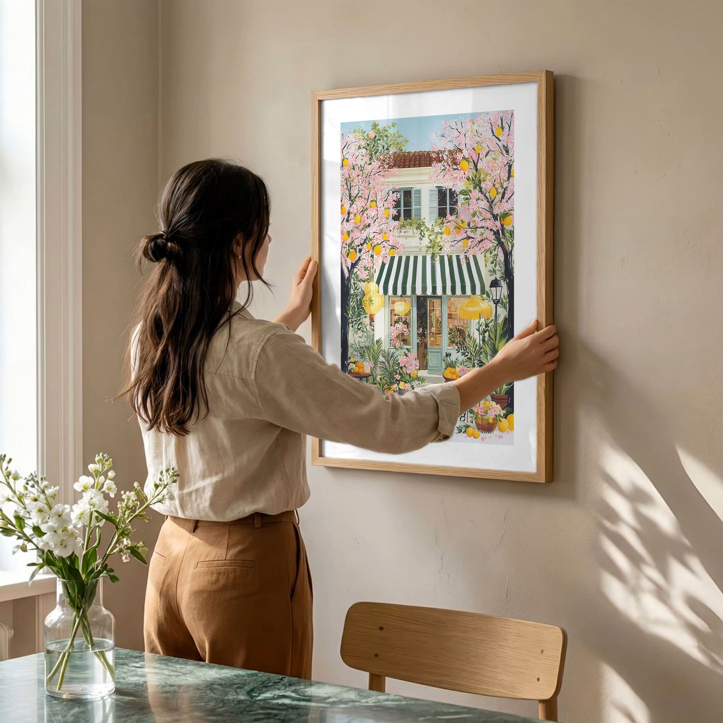 Japanese Teahouse Cherry Blossom Poster — Spring Japan Wall Art