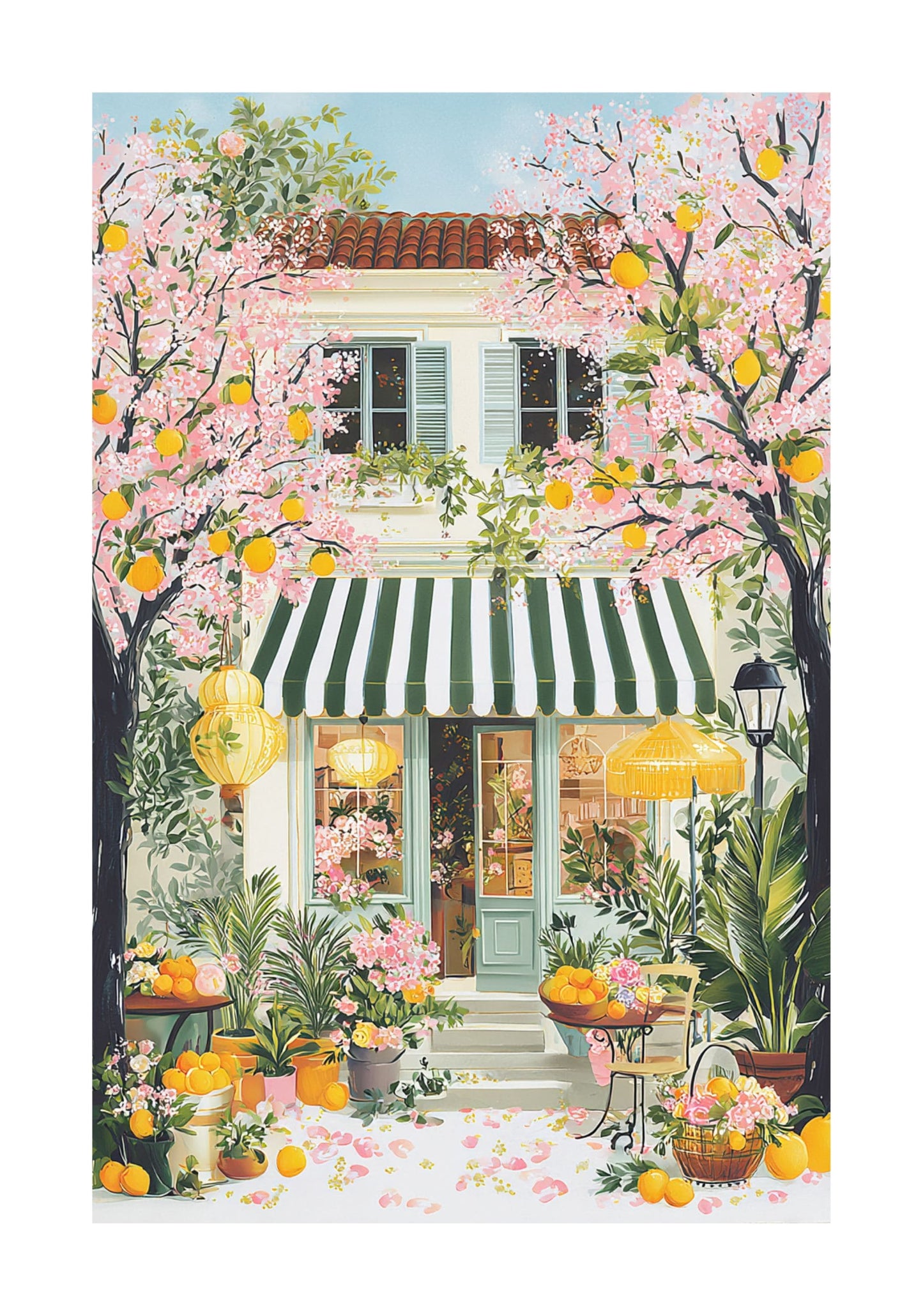 Japanese Teahouse Cherry Blossom Poster — Spring Japan Wall Art