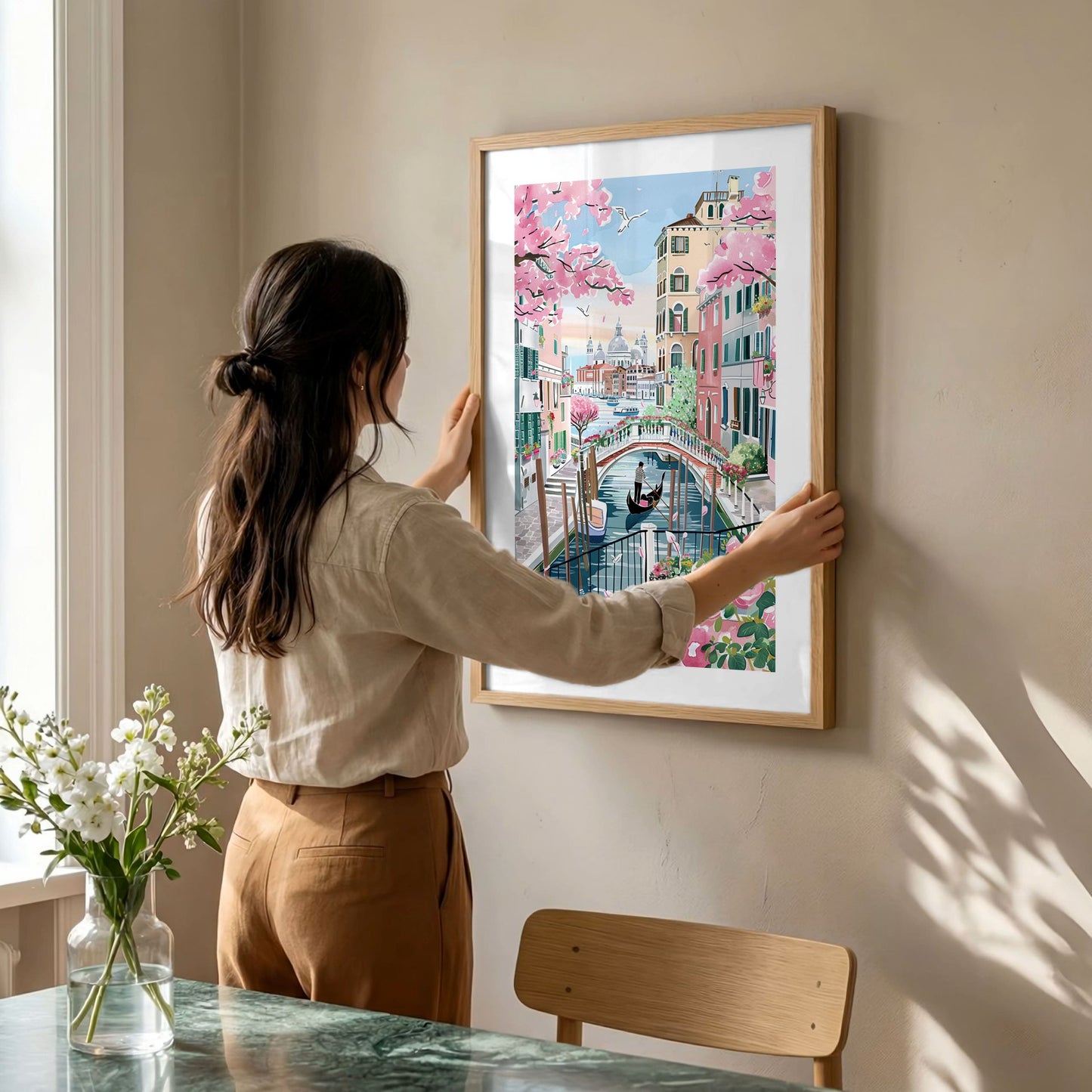 Venice Gondola Watercolor Poster — Italy Canal Wall Art Print