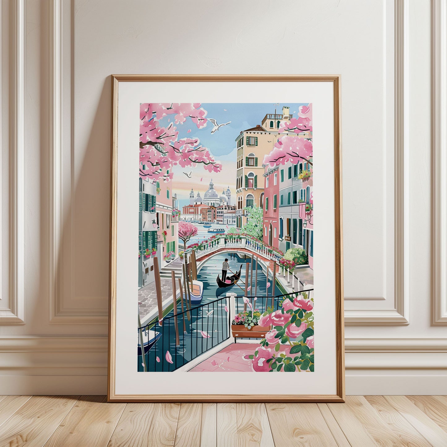 Venice Gondola Watercolor Poster — Italy Canal Wall Art Print