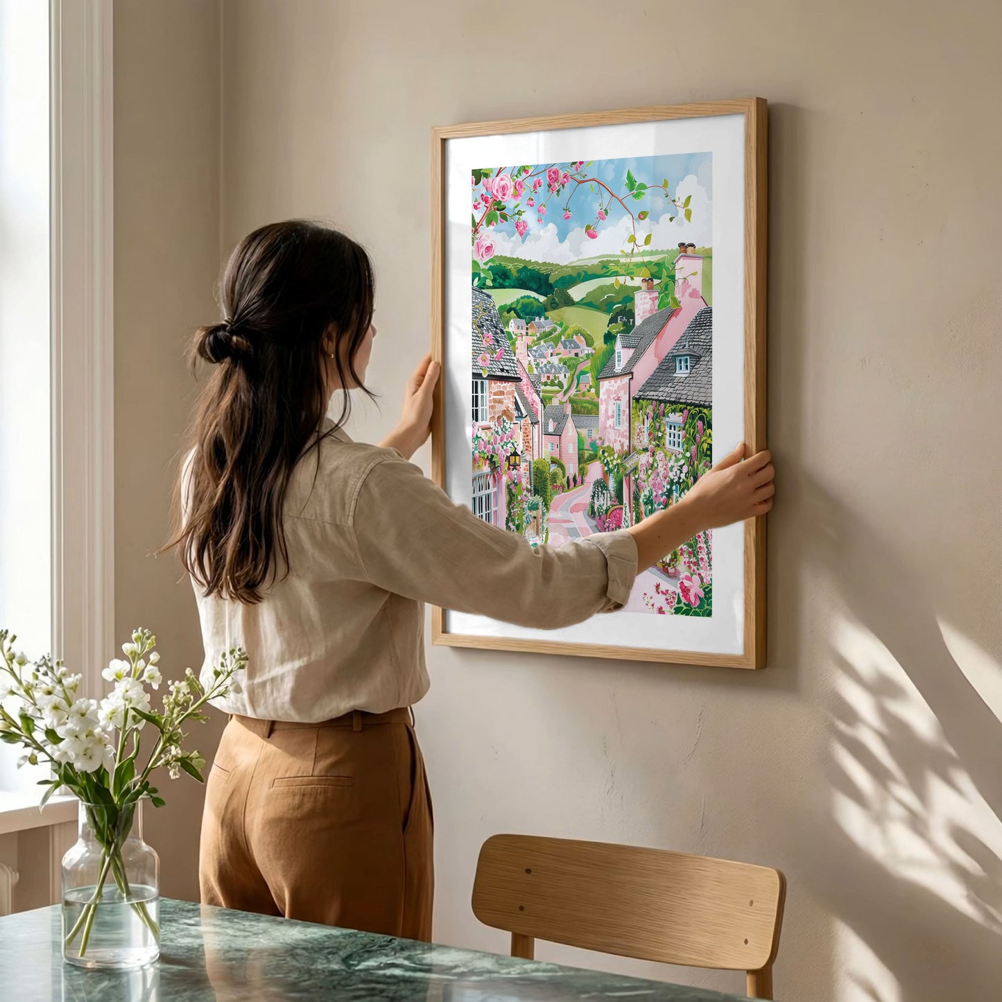 Cotswolds Watercolor Poster — English Countryside Village Wall Art