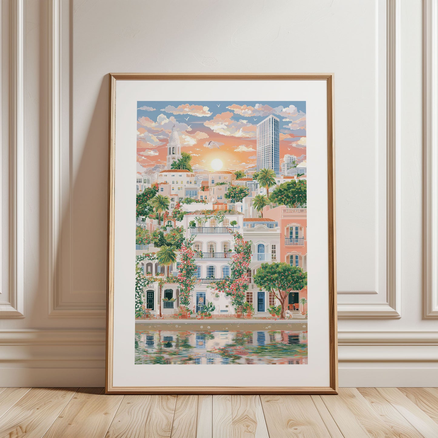 San Diego Sunset Poster — Coastal Palm Tree City Art Print
