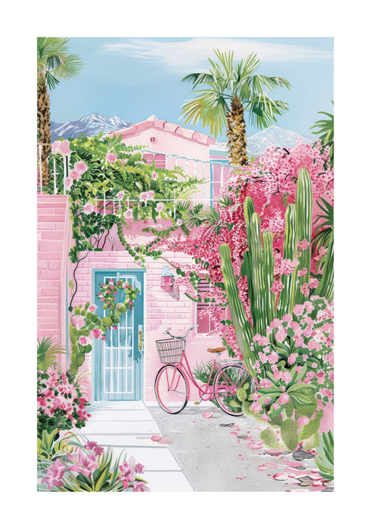 Palm Springs Mid-Century Poster — Retro California Cactus Garden Wall Art