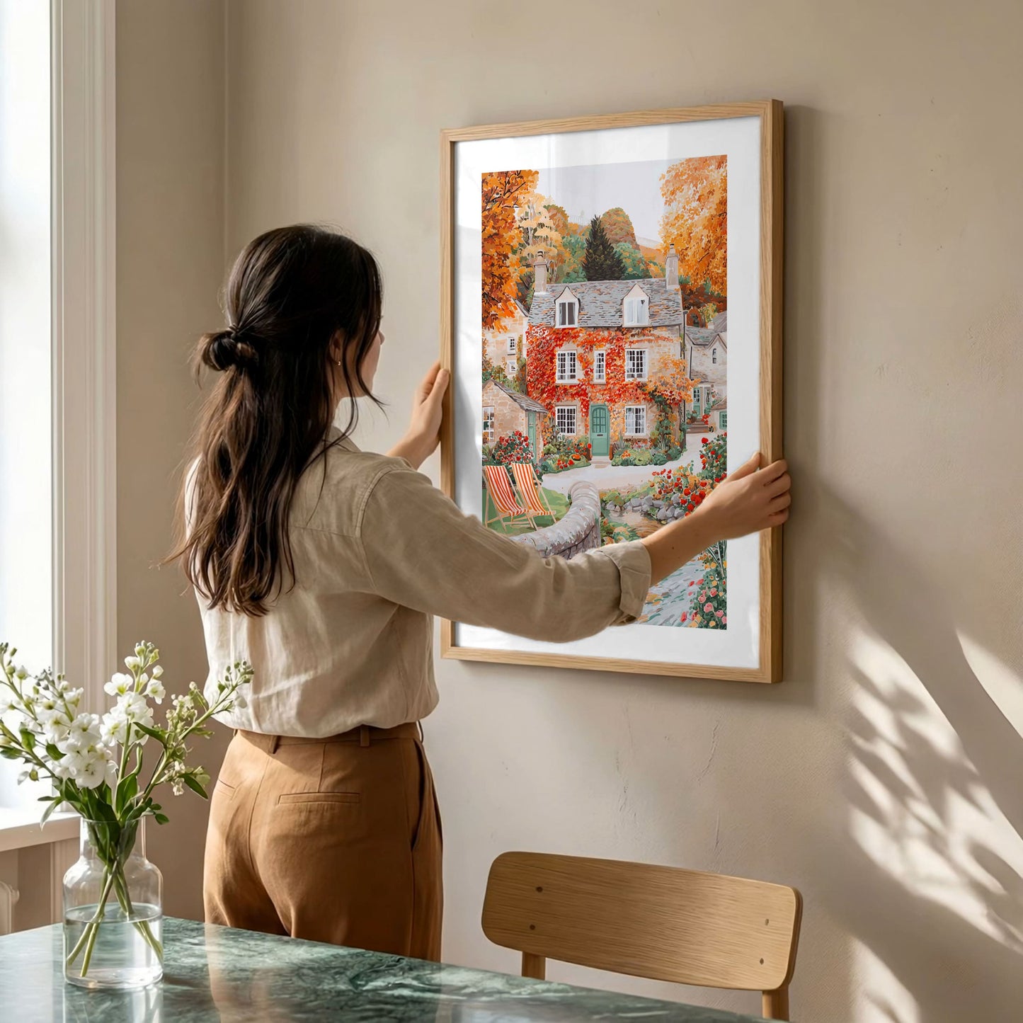 Bibury Cotswolds Fall Poster — Autumn Village Wall Art Print