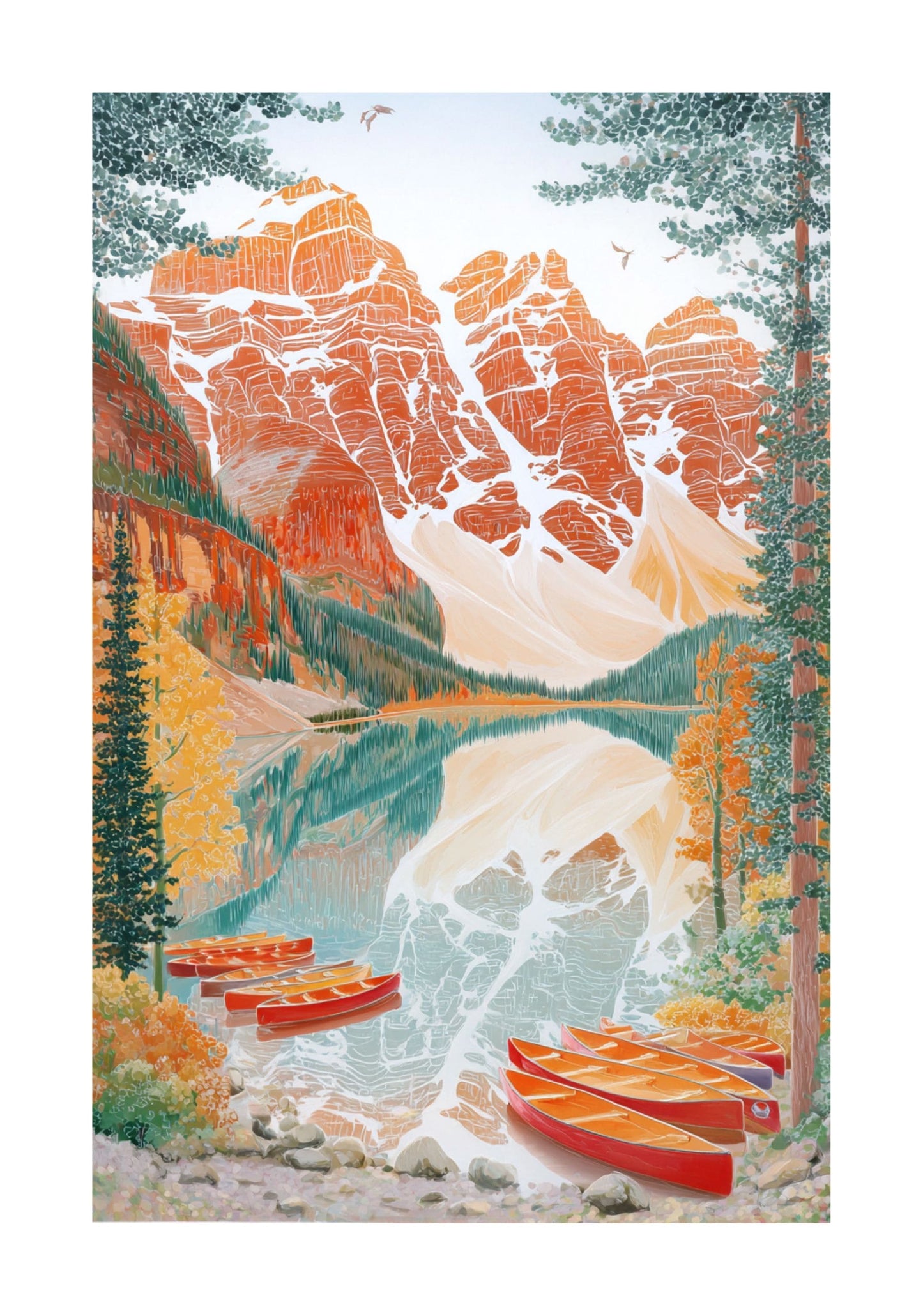Moraine Lake Fall Poster — Canadian Rockies Autumn Landscape Wall Art