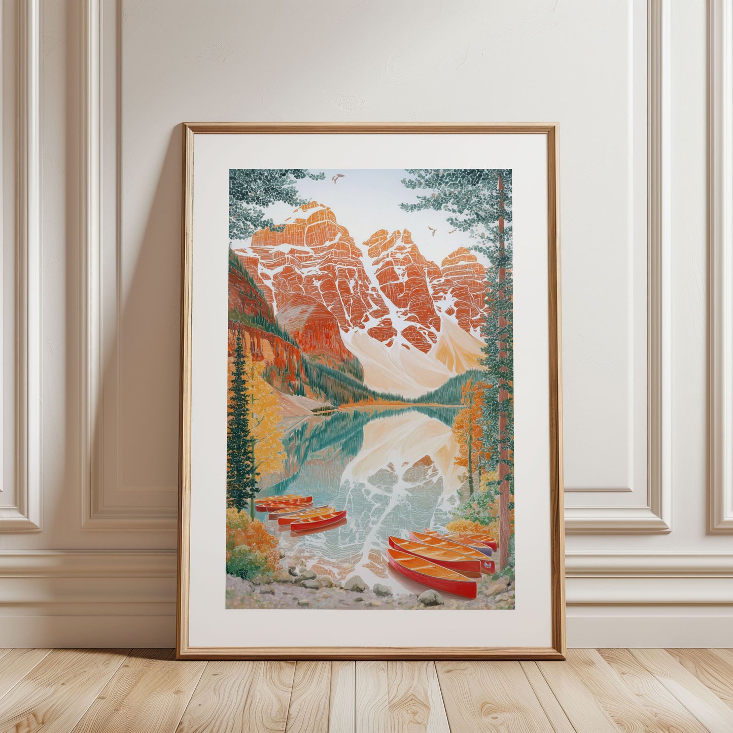 Moraine Lake Fall Poster — Canadian Rockies Autumn Landscape Wall Art