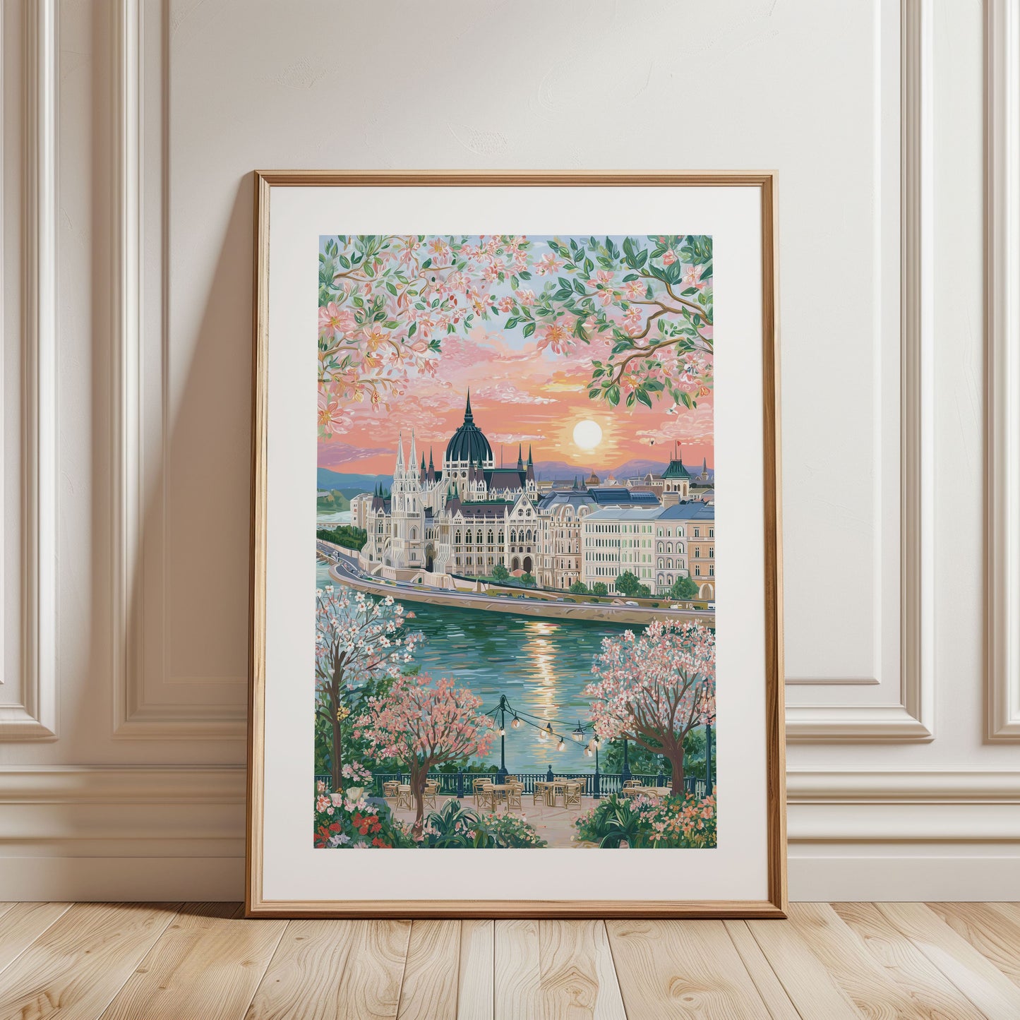 Budapest Parliament Poster — Danube River Cityscape Wall Art
