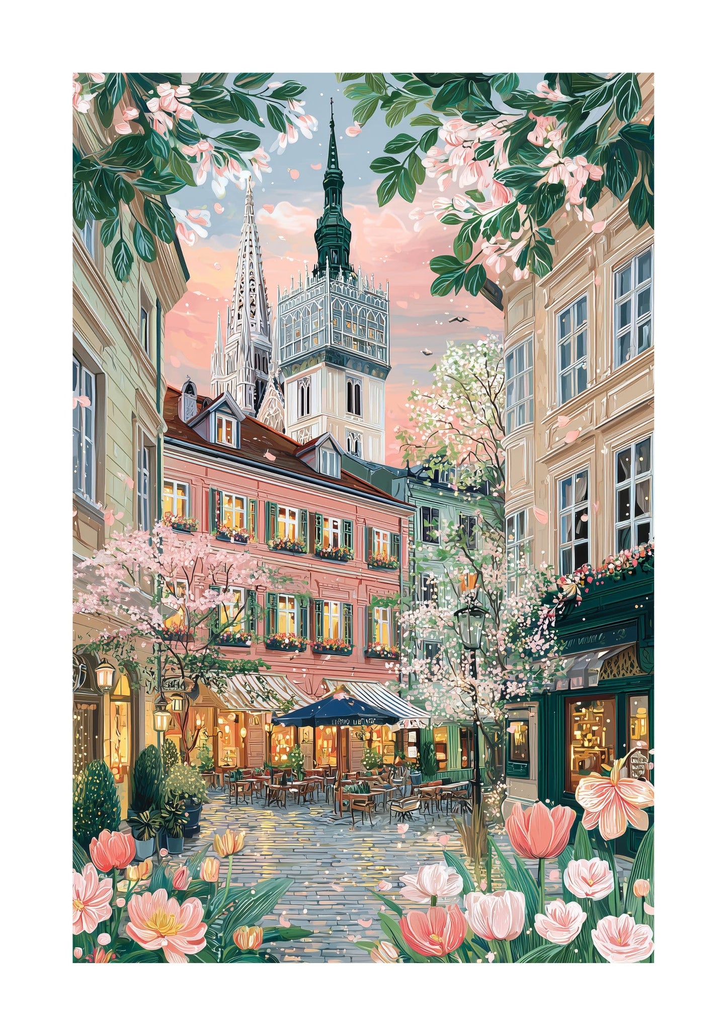 Zagreb Croatia Poster — Zagreb Cathedral Travel Wall Art