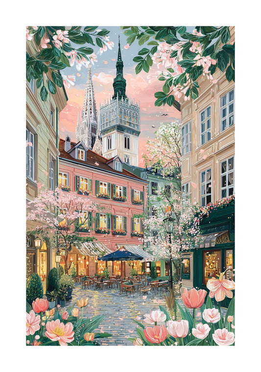 Zagreb Croatia Poster — Zagreb Cathedral Travel Wall Art