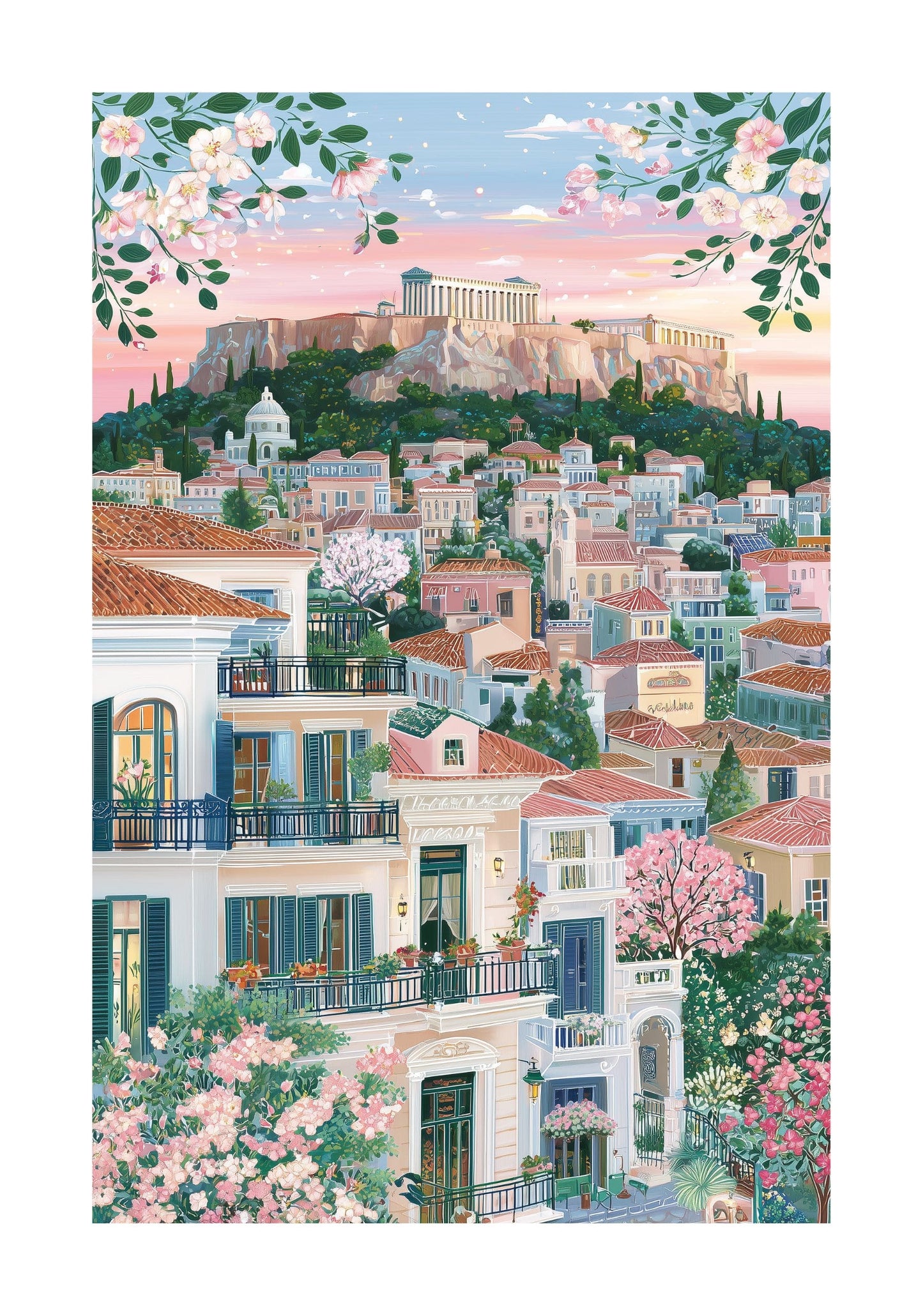 Athens Greece Wall Art Poster — Acropolis Cityscape Travel Print