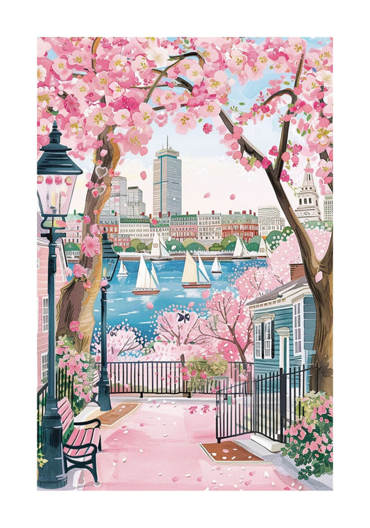 Boston Blossoming Spring Floral Rolled Poster — Floral Wall Art & Gift for Her